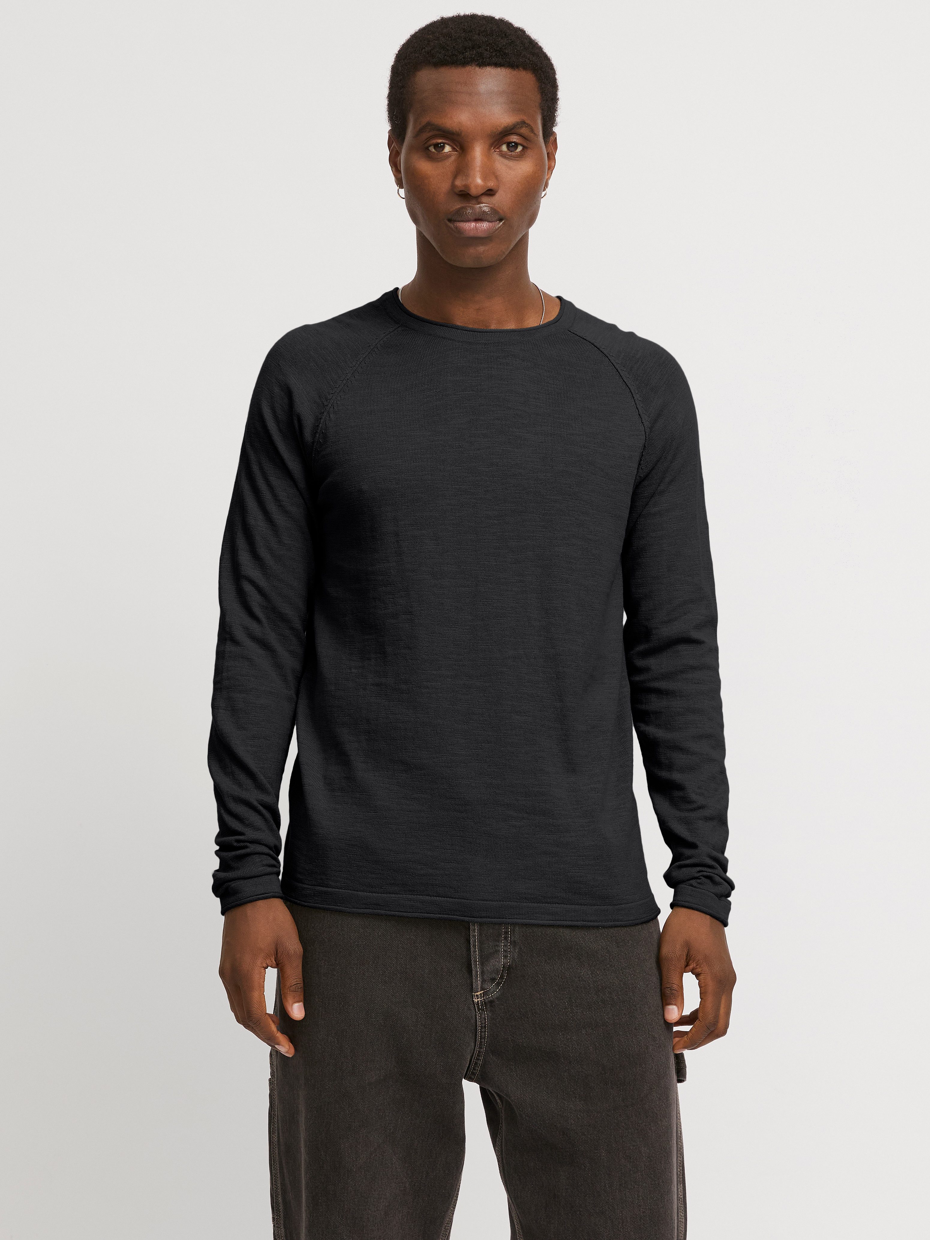 Jack & Jones Trui met ronde hals JJEBREEZE KNIT CREW NECK SN heren pullovers maat M zwart