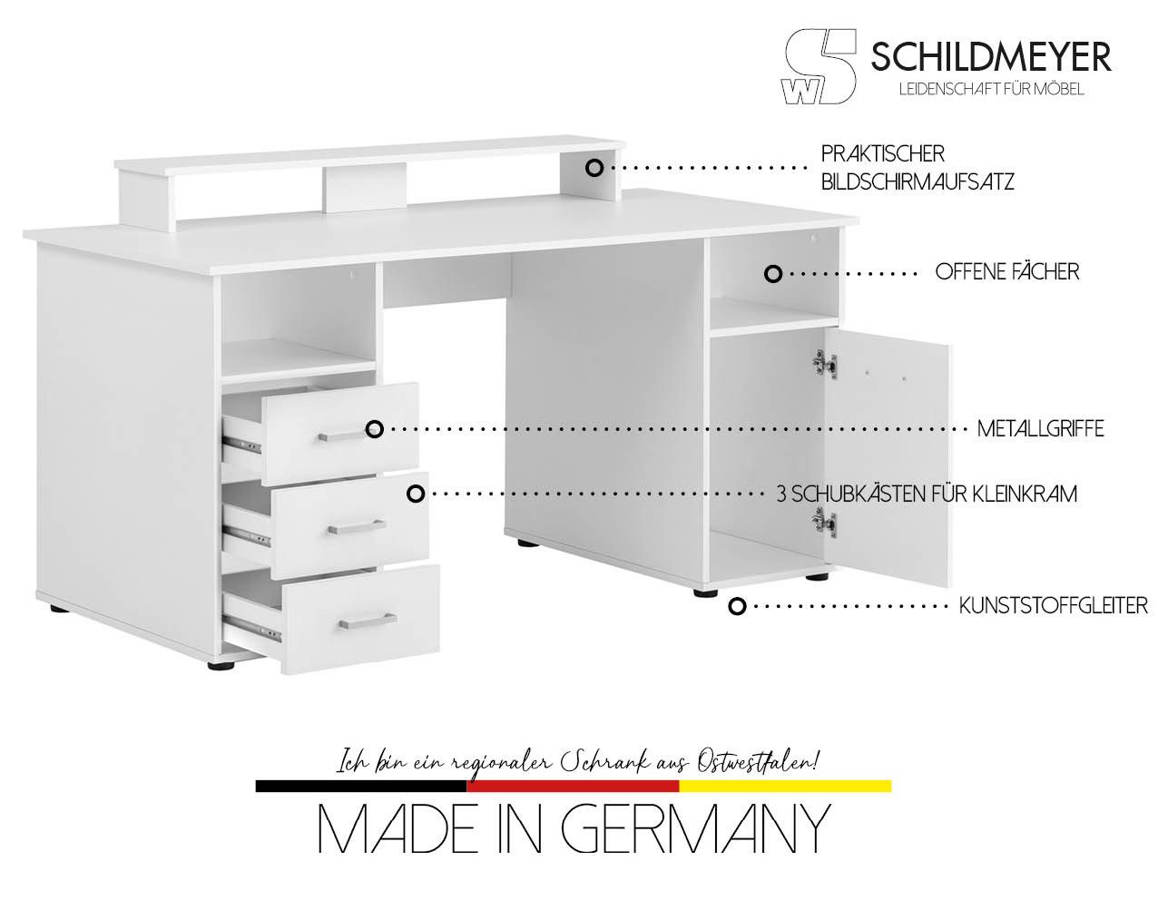 Schildmeyer Bureau Baku Breedte 150 cm, Made in Germany
