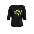 winshape shirt met 3-4-mouwen mcs001 ultralicht met neongele glitter-print zwart