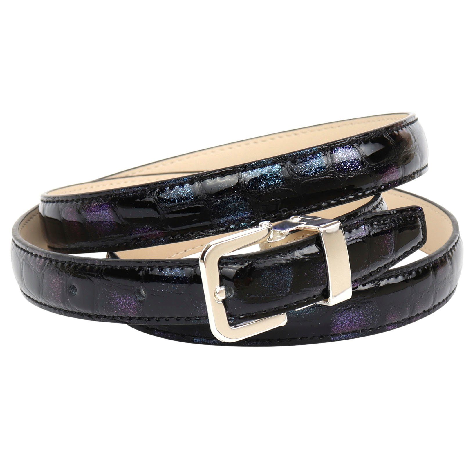 Anthoni Crown Leren riem Lakleren riem in een smal model dames brede riemen maat 100 blauw