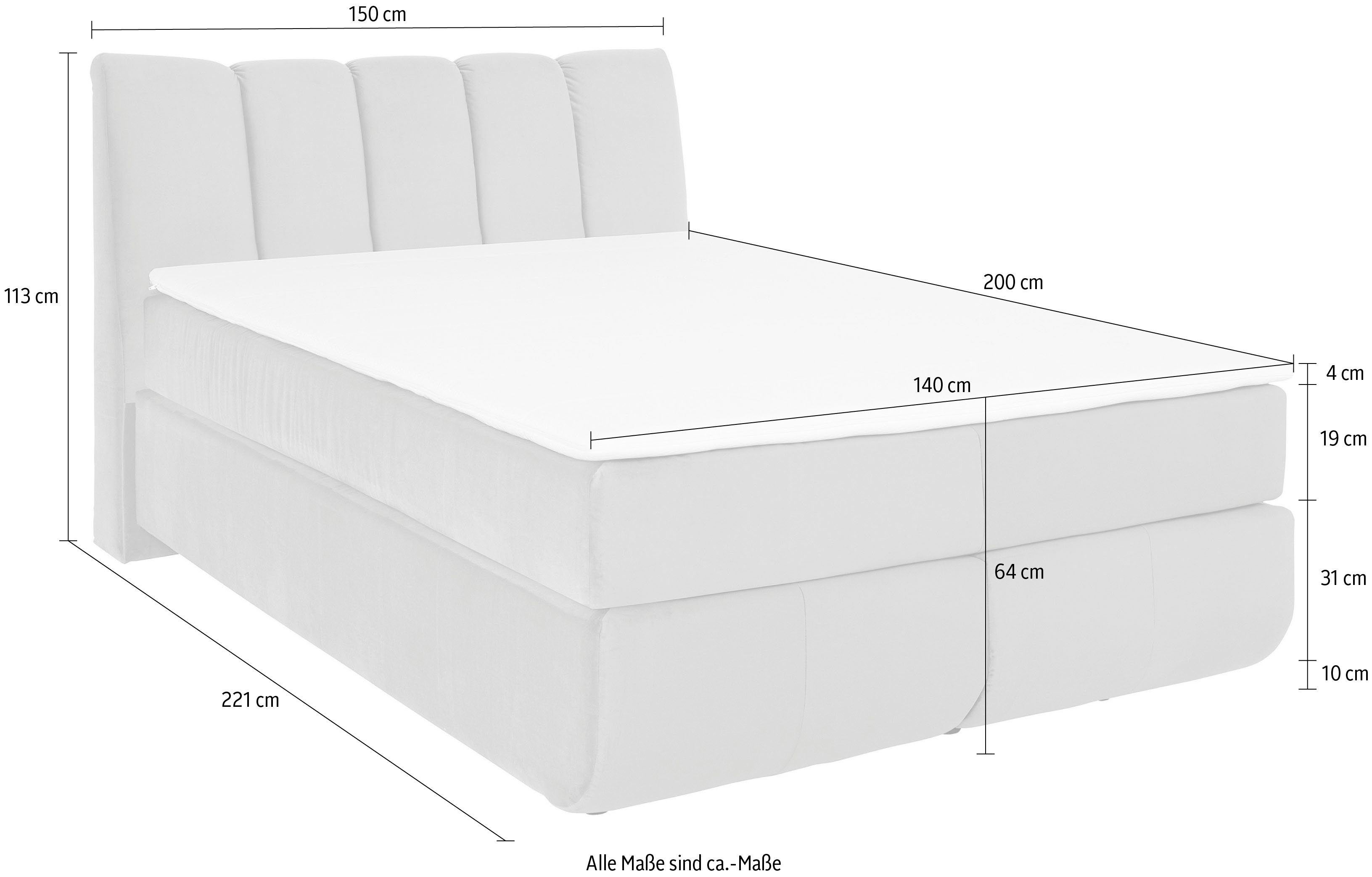 Leonique Boxspring Océane Los van de vloer- werkt vrijzwevend, verschillende hardheden (ook H4)