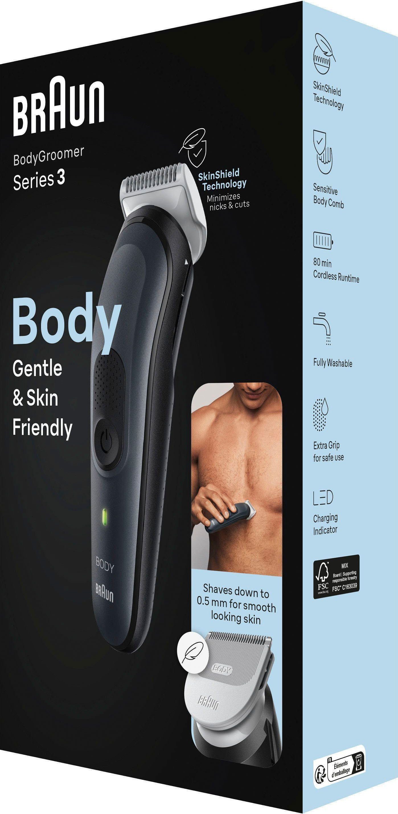 Braun Tondeuse Bodygroomer BG3340 SkinShield-technologie, nat afneembaar