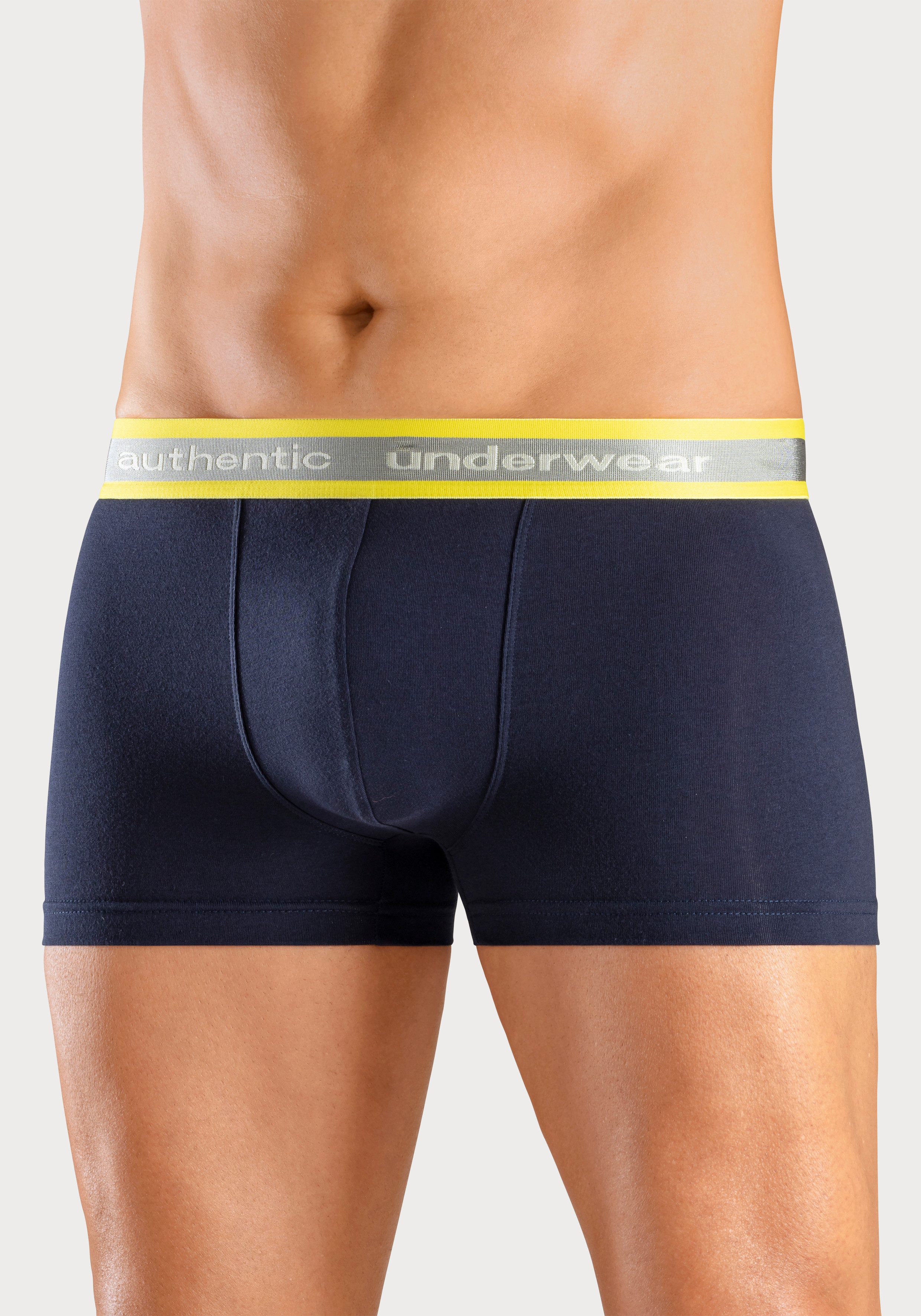AUTHENTIC LE JOGGER Boxershort voor heren , aangenaam zachte neon-boord (4 stuks, Set van 4)