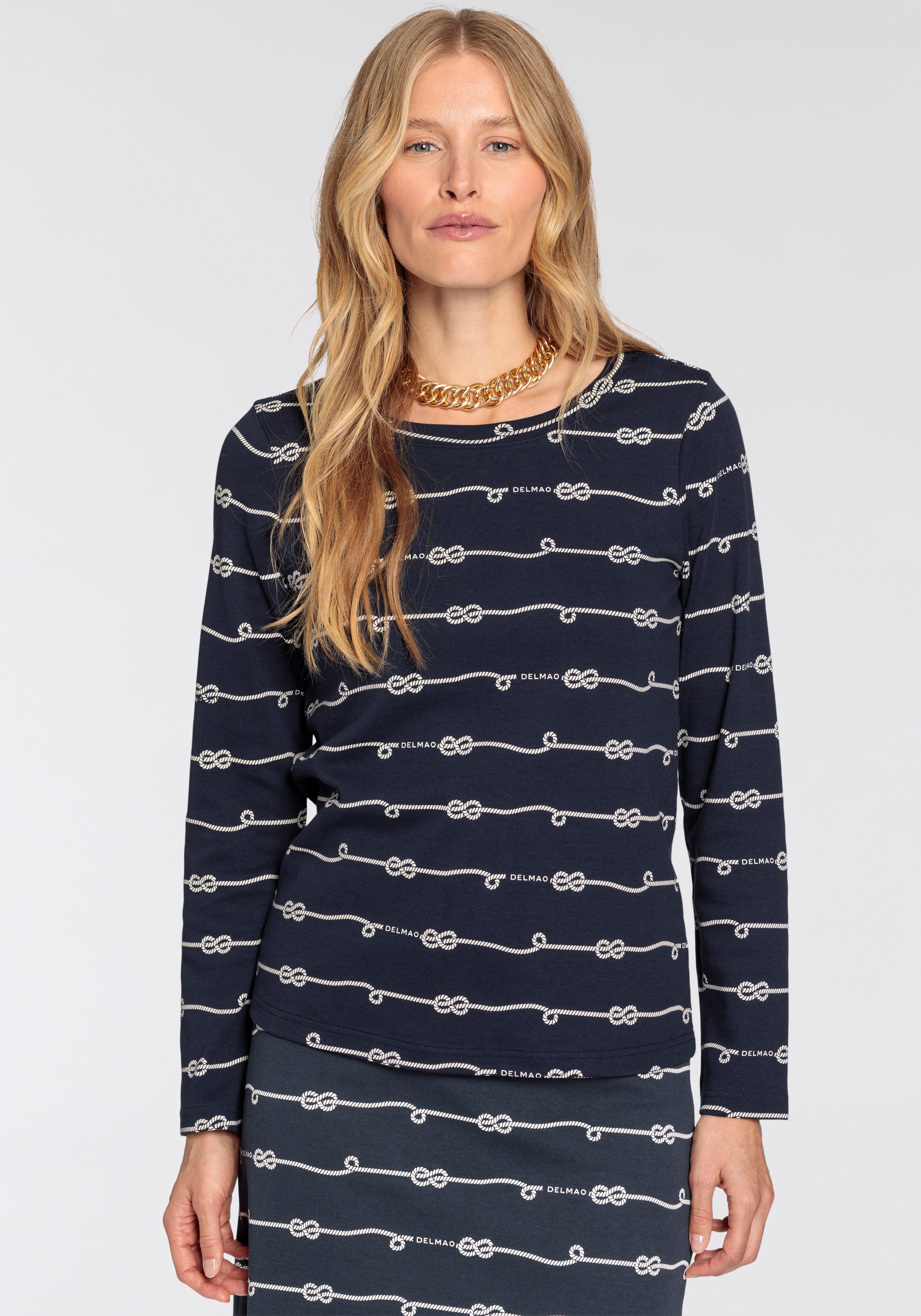 DELMAO Sweatshirt met maritieme print