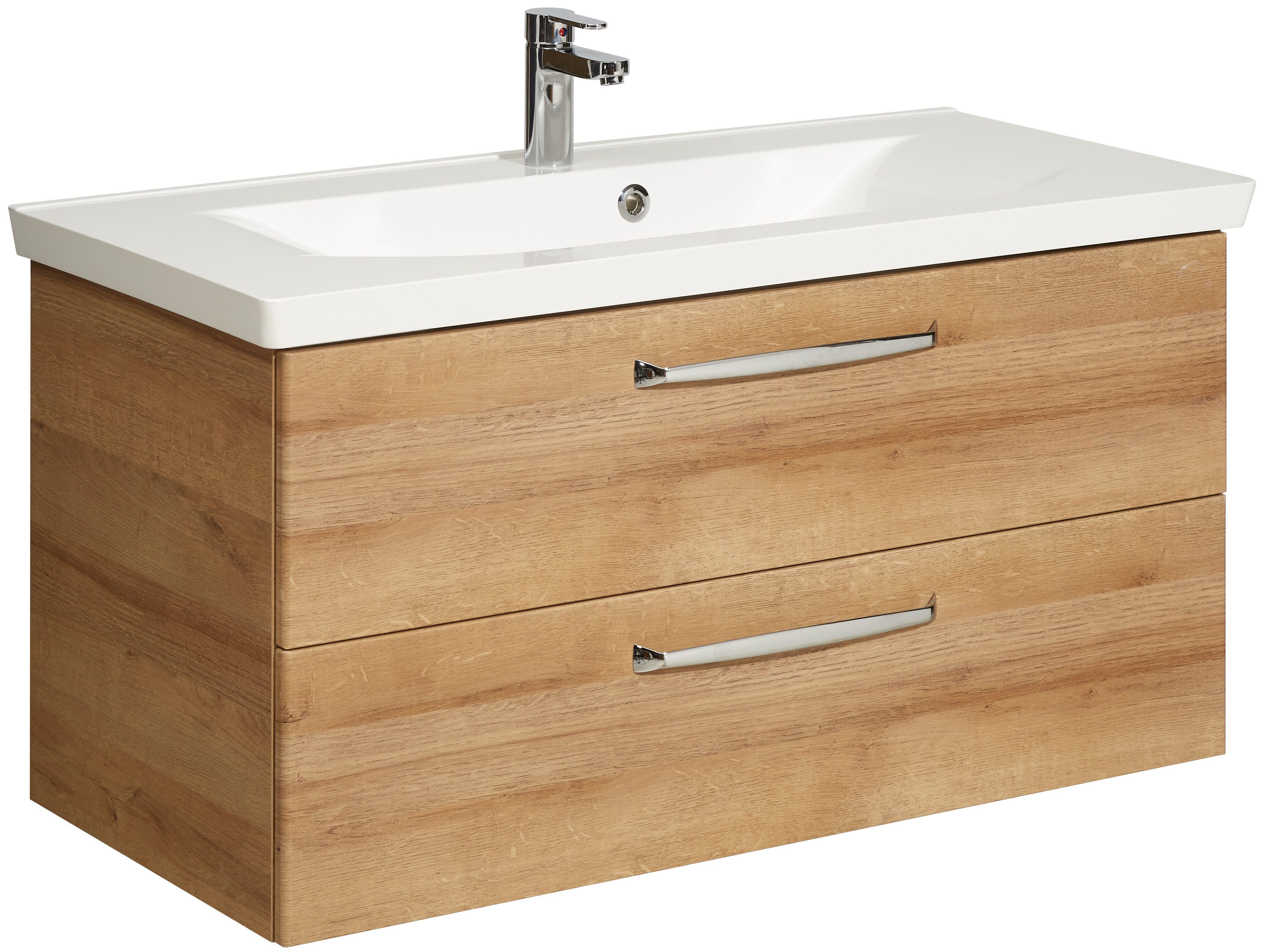 Saphir Badmeubelset Trentino 2-delig mineralen marmer wasbak, spiegelkast met LED-profiel (3 stuks)
