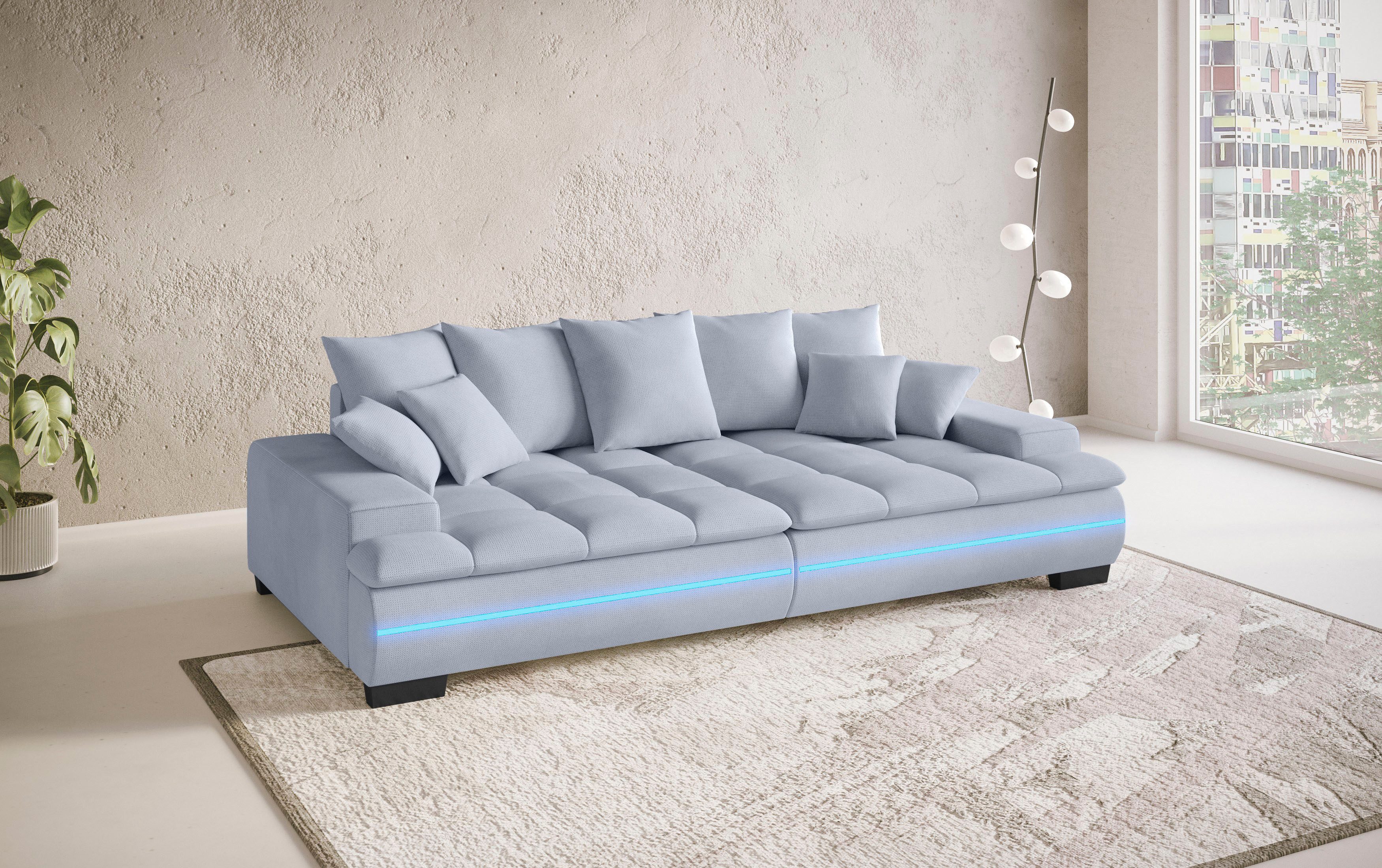 Mr. Couch Megabank Haiti II RGB-LED verlichting, koudschuim bekleding, tot 140 kg belastbaar