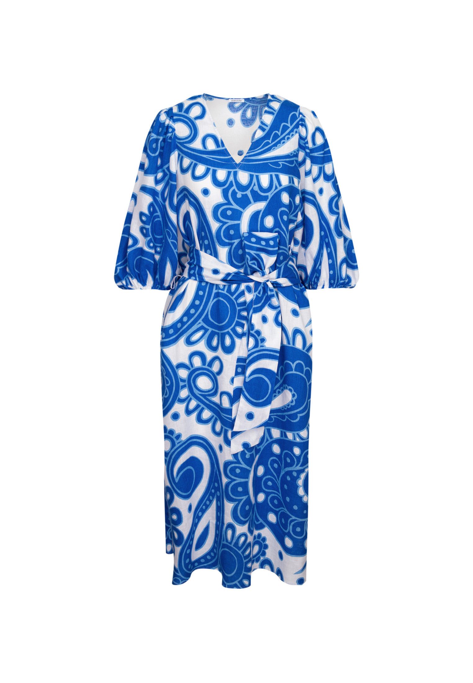 seidensticker Zomerjurk Zwarte roos 3/4-mouw v-hals paisley
