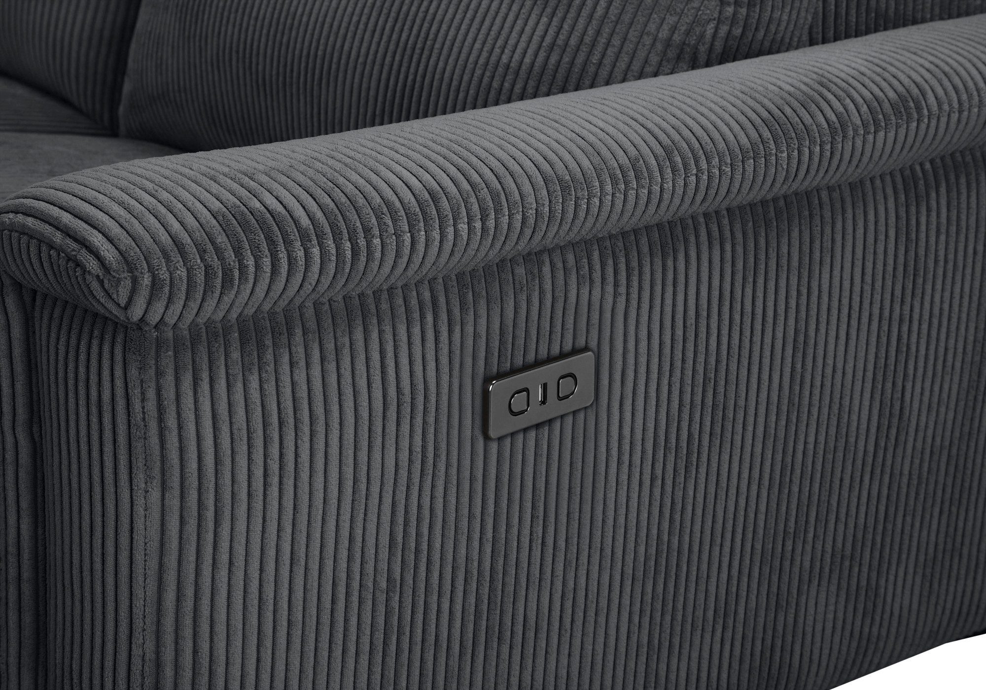 Places of Style Hoekbank Lund in cord, L-vorm, 261 cm, handmatige en elektrische relaxfunctie