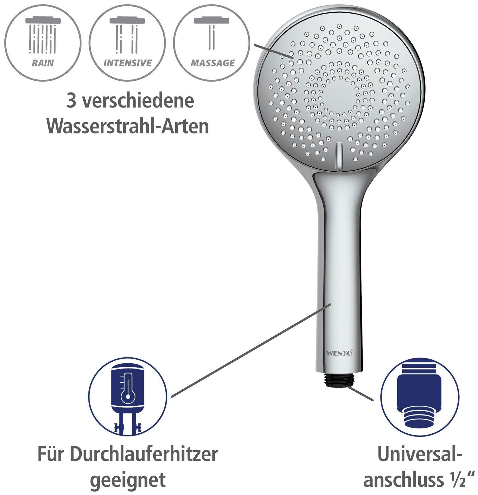 WENKO Handsproeier Watersaving systeem Douchekop Watersaving chroom, diameter 11 cm