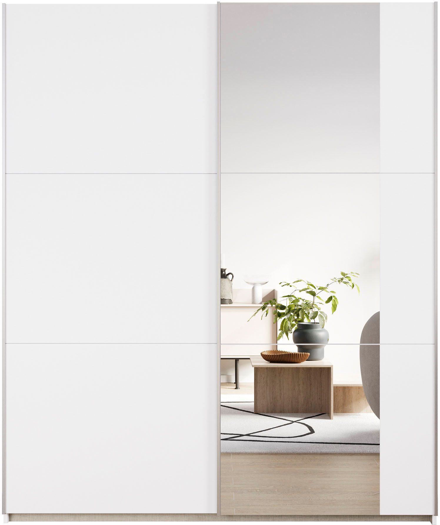 rauch Zweefdeurkast Kledingkast draaideurkast kast garderobe KRONACH TOPSELLER met spiegel en veel opbergruimte, metalen greepstrips, made in germany