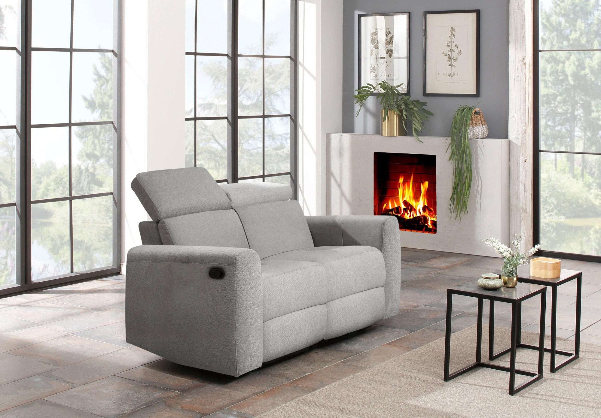 Home affaire 2-zitsbank Sentrano 152 cm, man. of electr. relaxfunctie en usb/kopverstelling