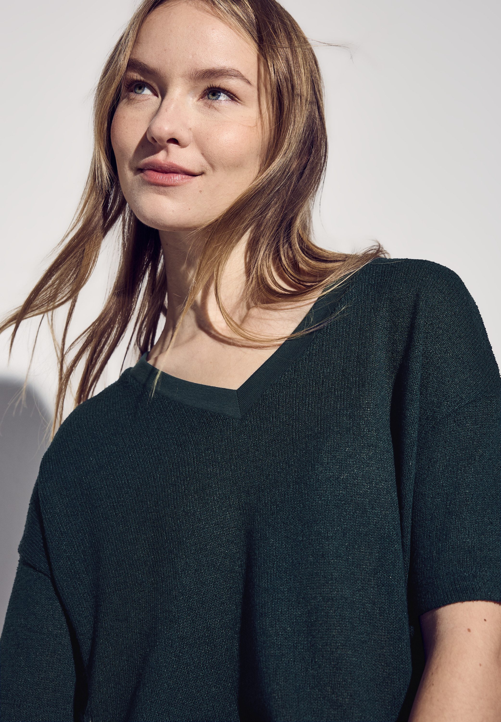 STREET ONE T-shirt in brei-look met v-hals