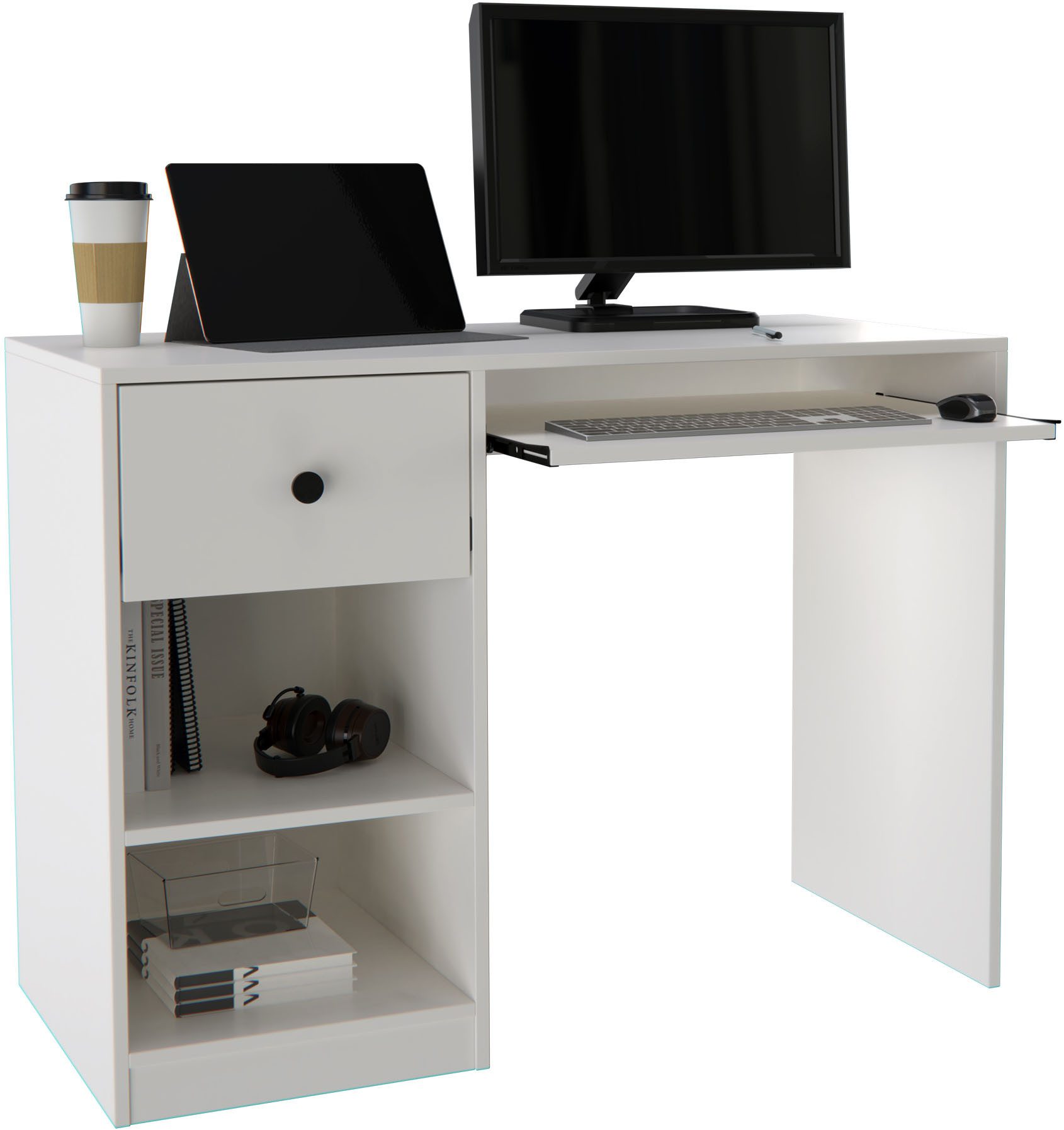 INOSIGN Bureau PODUM, pc-bureau, Toetsenborduitrek, grote lade, breedte 106 cm