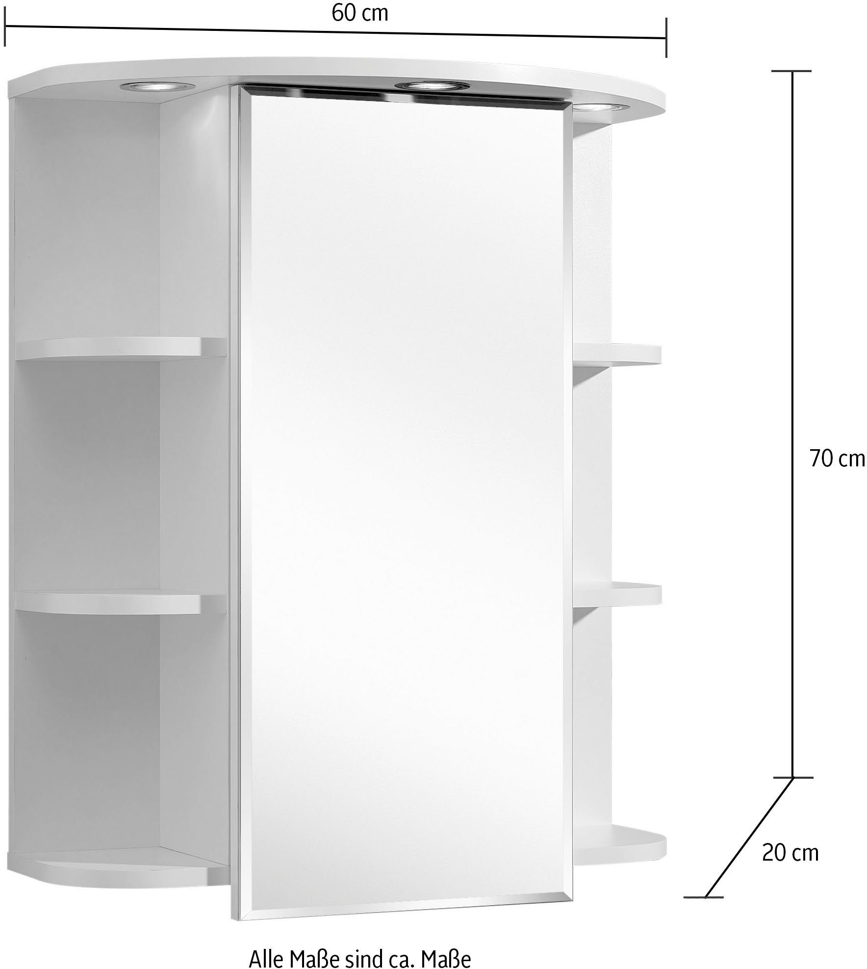 Saphir Badkamerspiegelkast Quickset 335 Badkamermeubel, 1 spiegeldeur, 1 plank, 60 cm breed