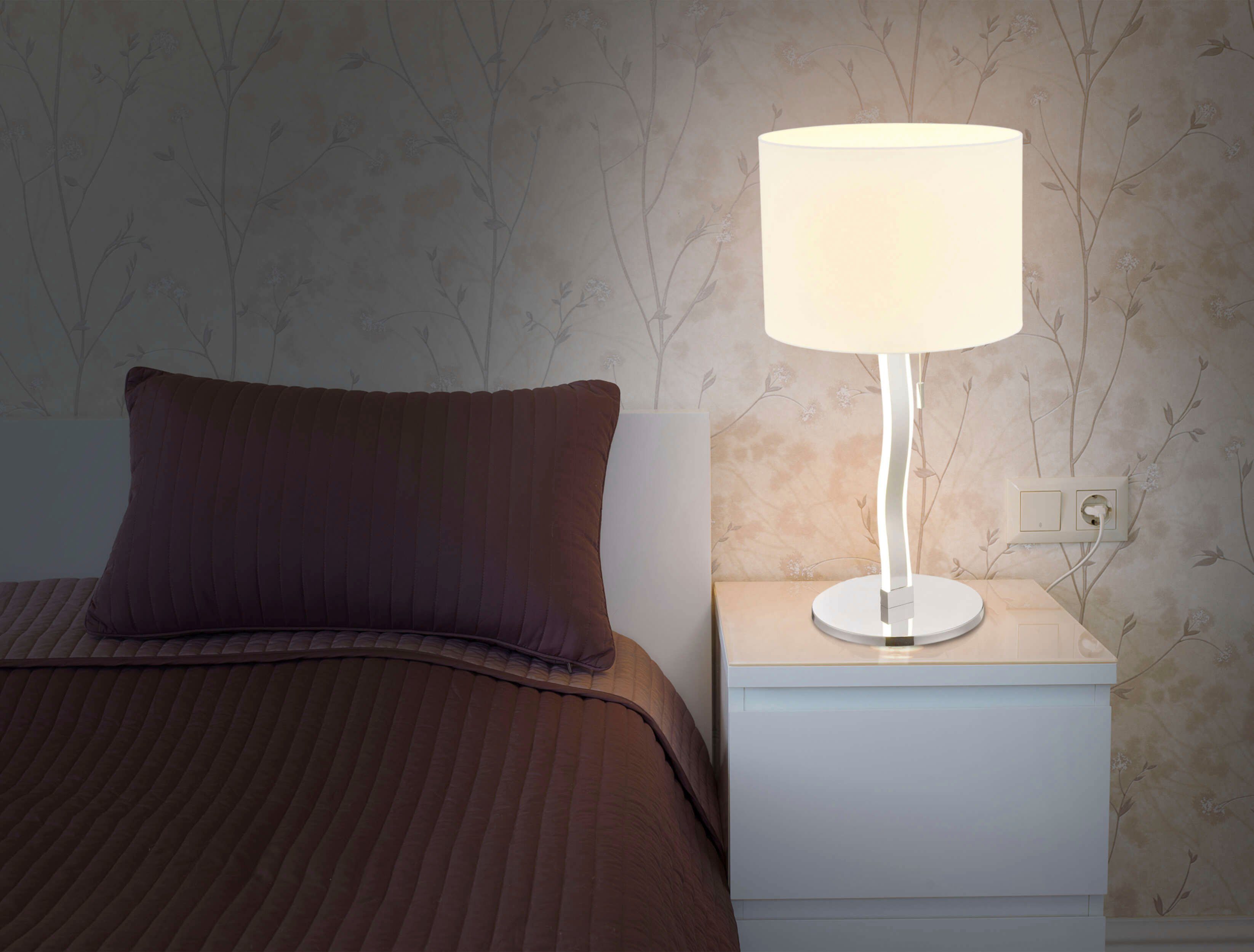 näve Led-tafellamp AURELIA excl. 1x e27 max. 60w, incl. led, hoogte 68 cm, kap wit d: 35 cm (1 stuk)