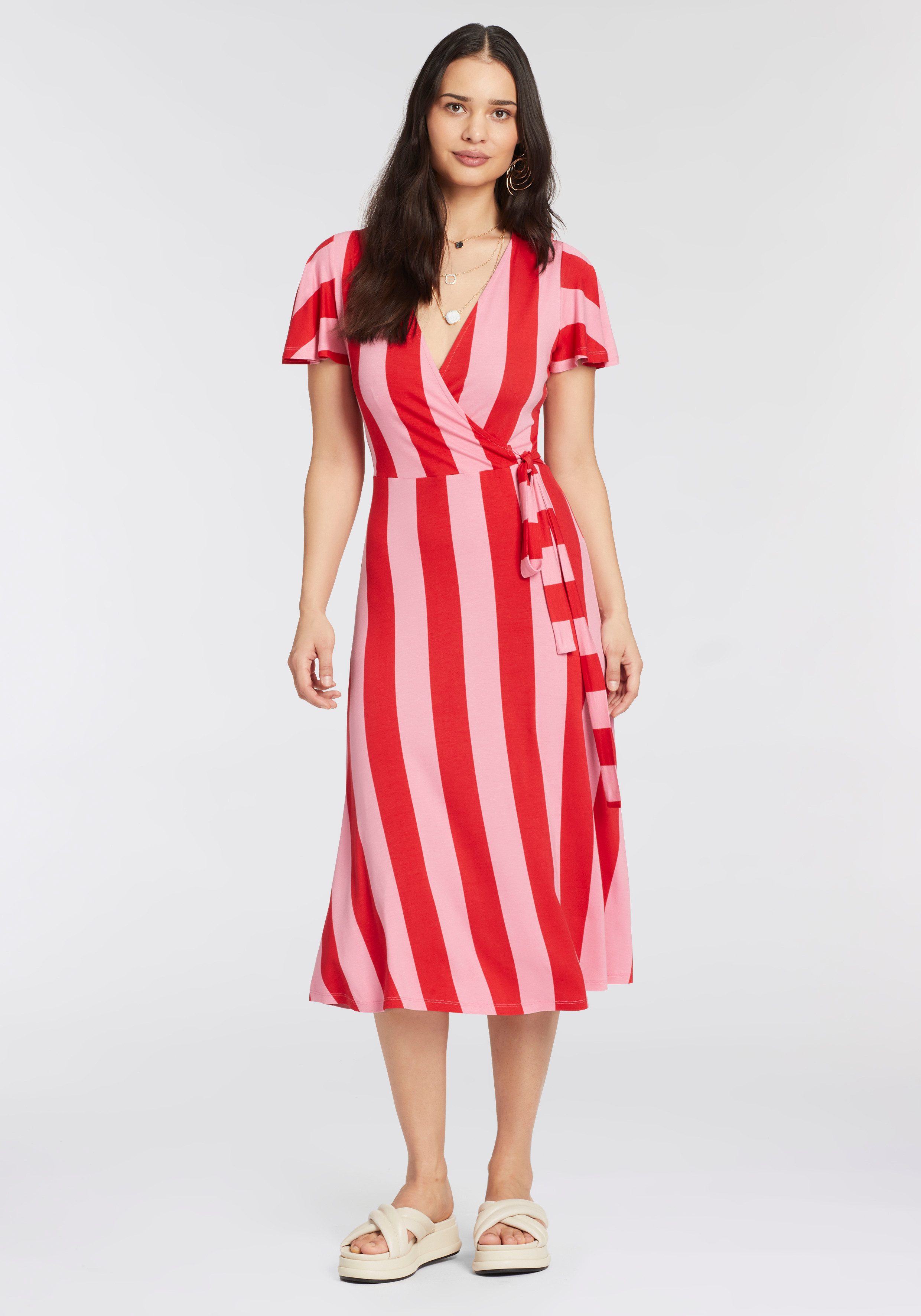 Laura Scott Midi-jurk met contraststrepen