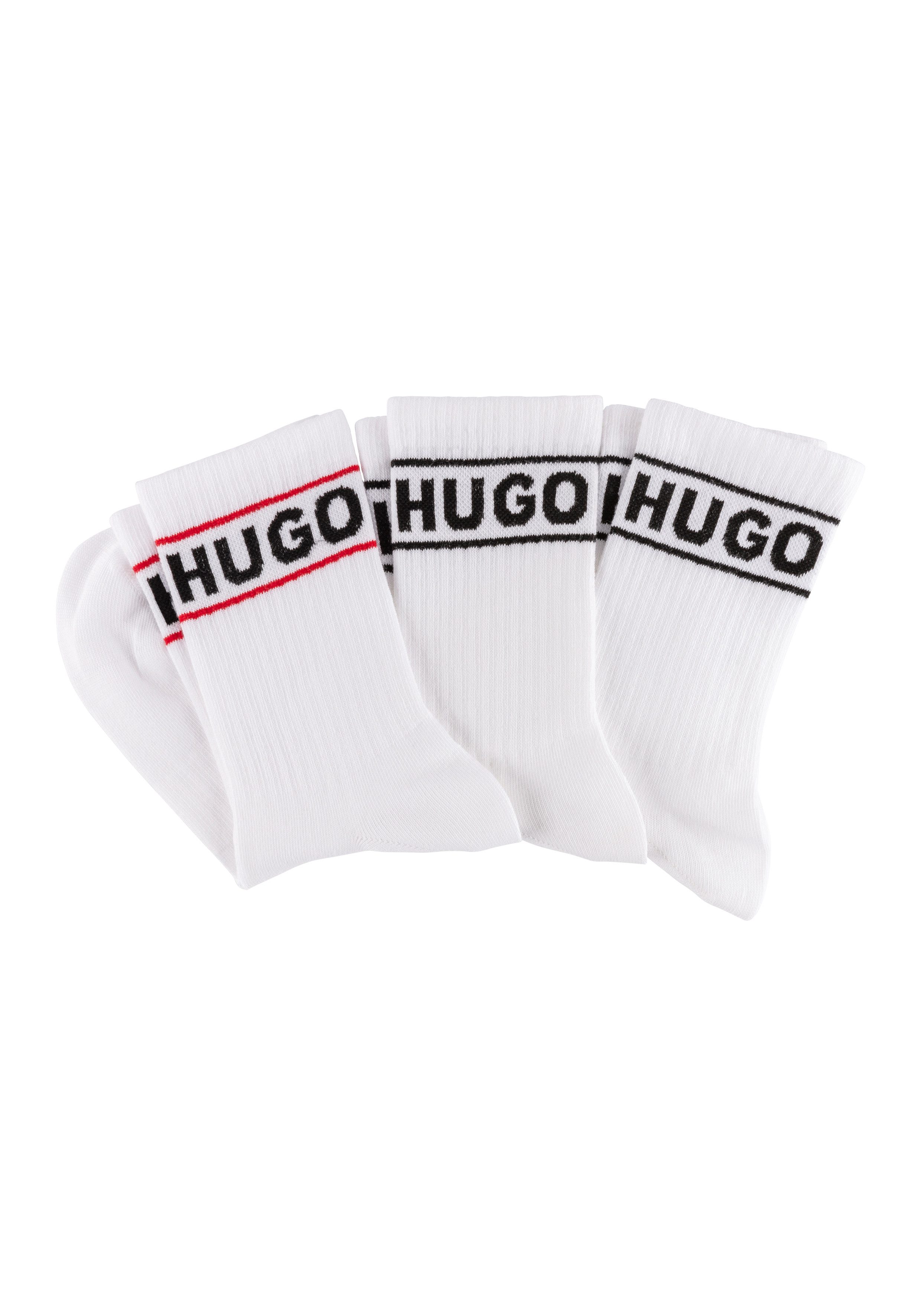 HUGO underwear Vrijetijdssokken 3P QSRIB SPORTY CC W met contrasterend logo-detail (3 paar, Set van 3)