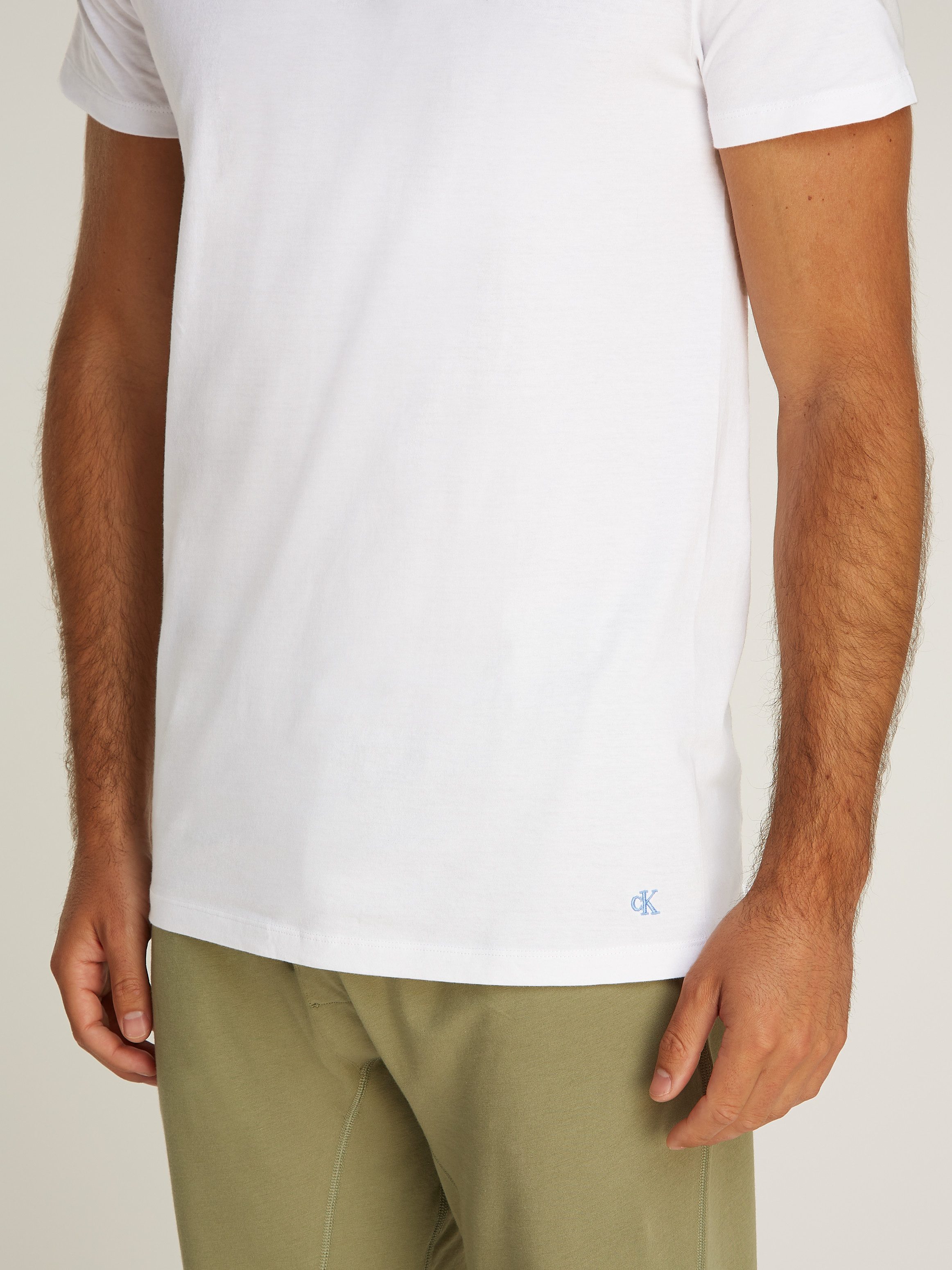 Calvin Klein T-shirt S/S CREW NECK 3PK met geborduurd logo (3-delig, Set van 3)