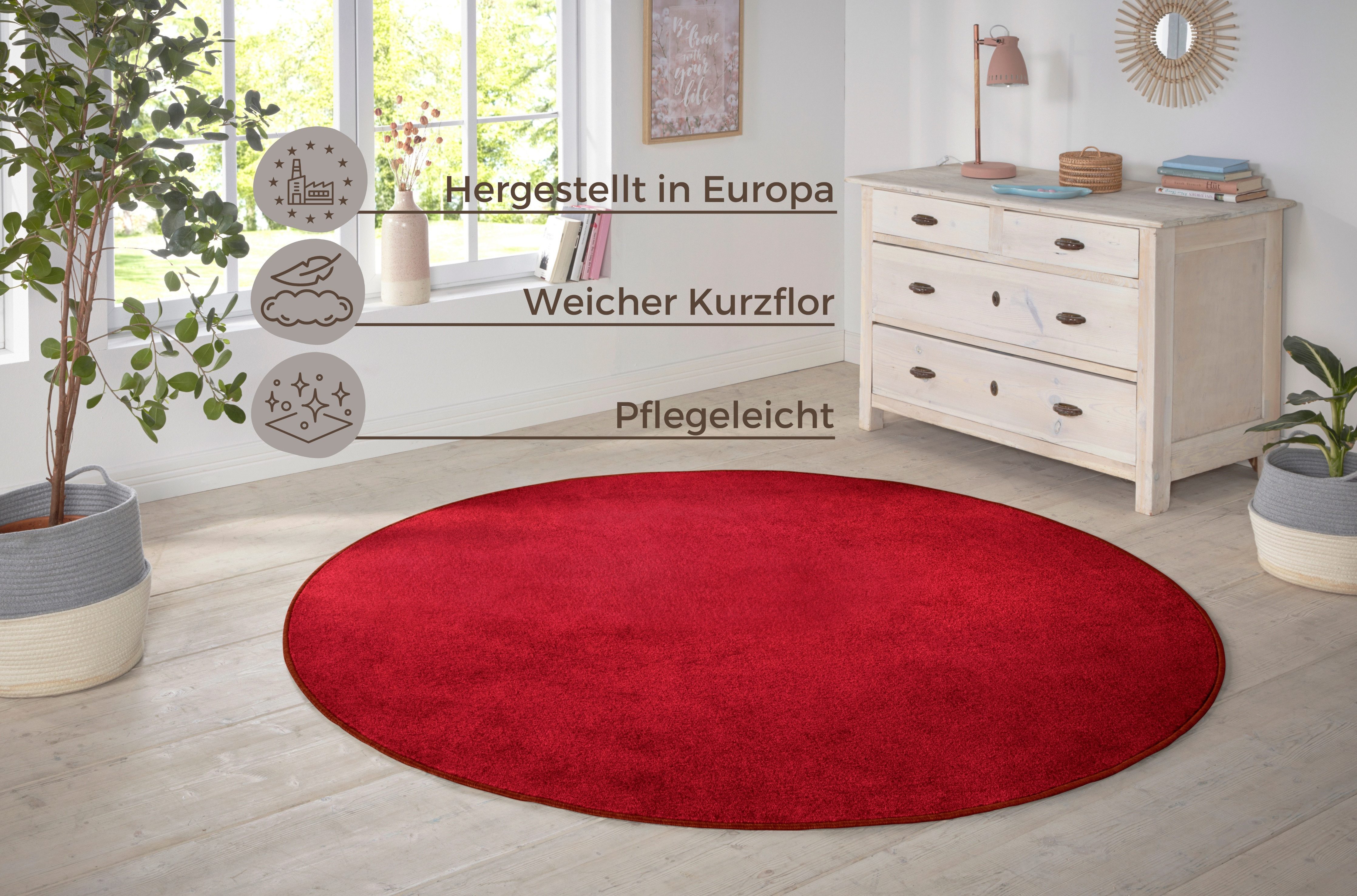 HANSE Home Vloerkleed Shashi Korte pool, unikleur, vloerkleed, zacht, eetkamer, kinderkamer, hal