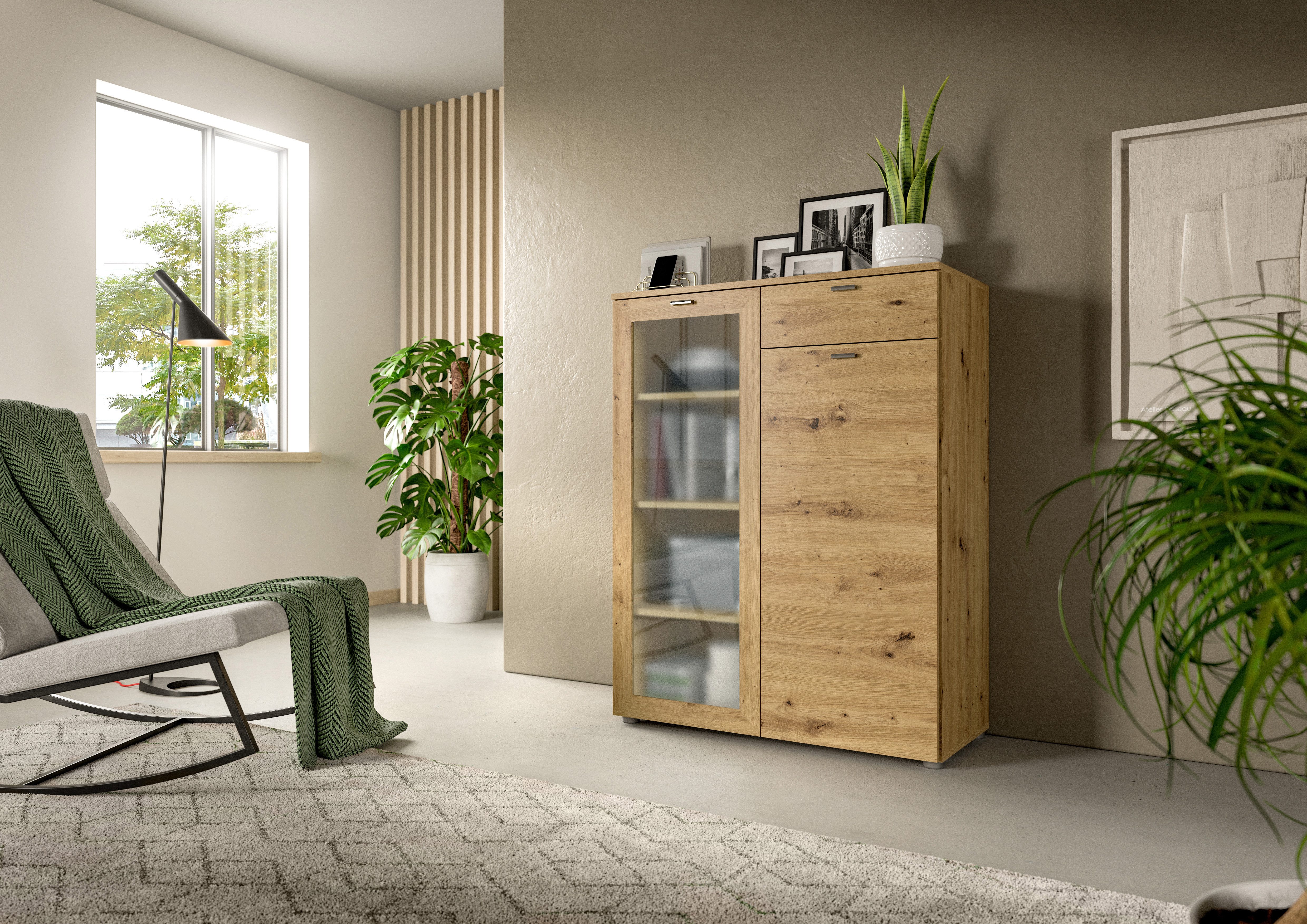 INOSIGN Highboard Onex, breedte 90 cm, met glazen deur, veelzijdig inzetbaar
