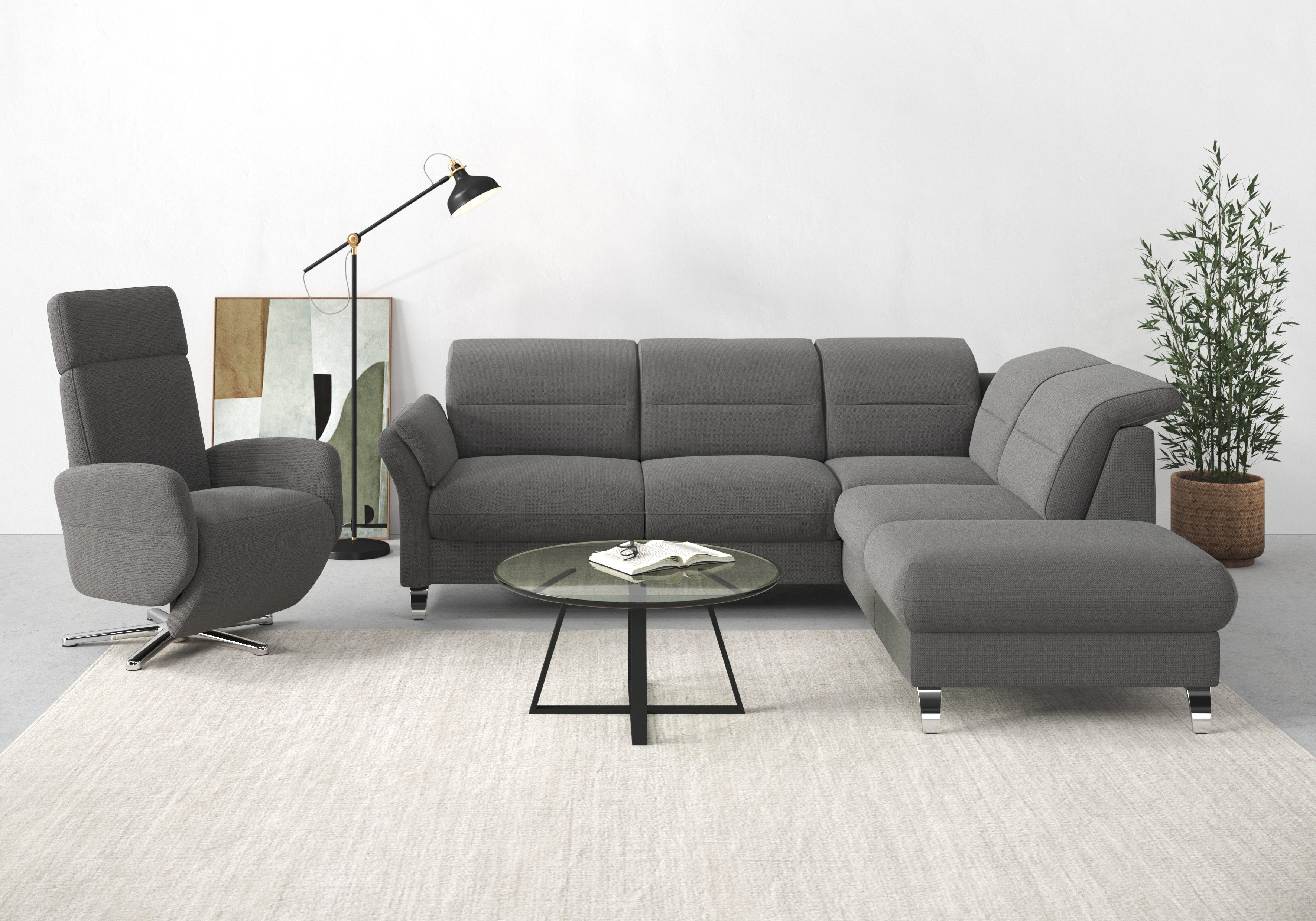 sit&more Relaxfauteuil Grenoble, incl. hoofdsteunverstelling en bekabelde afstandsbediening