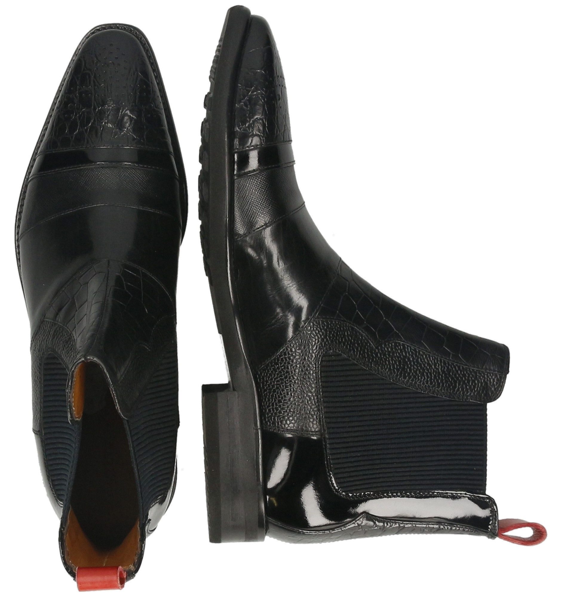 Melvin & Hamilton Chelsea-boots Elvis 12 - plantaardig gelooid Business schoen, pak schoen, enkellaars met reptielenprint