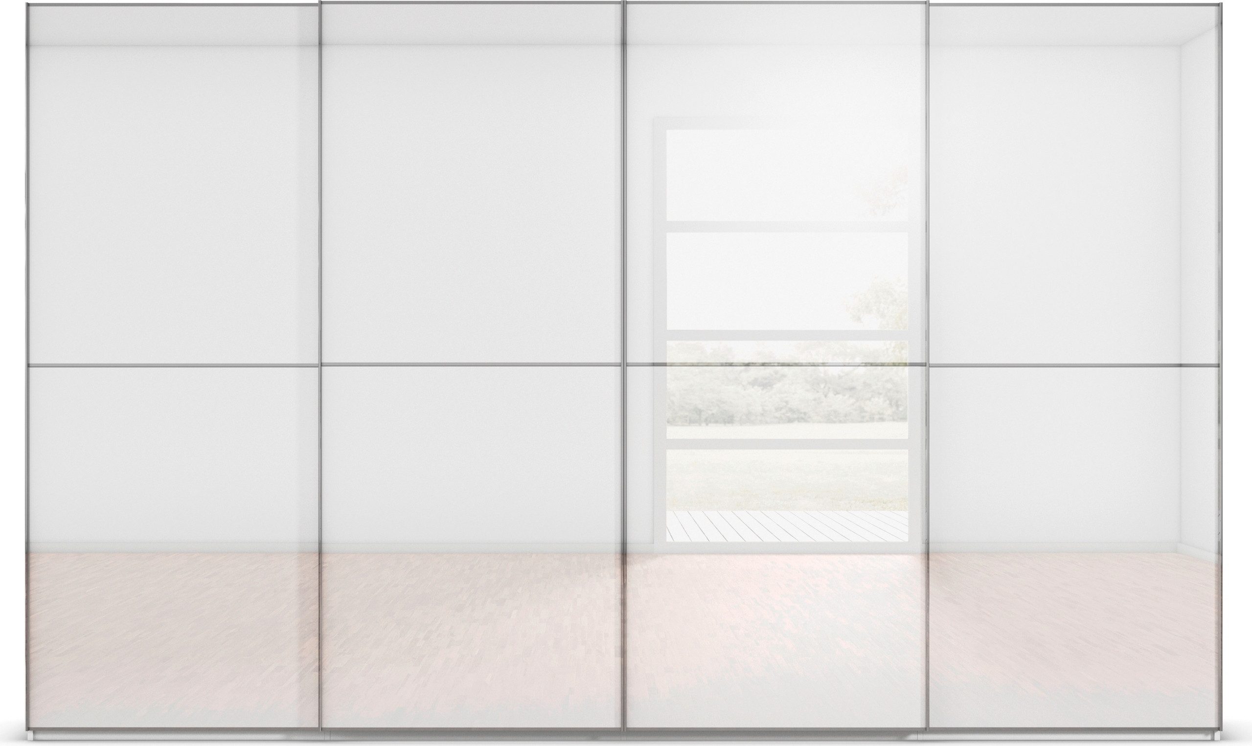 rauch Schuifdeurkast Kledingkast Kast Garderobe Slaapkamerkast SCALE-DUO edel tweedelige deuren glas-front met 3 sierlijsten made in germany