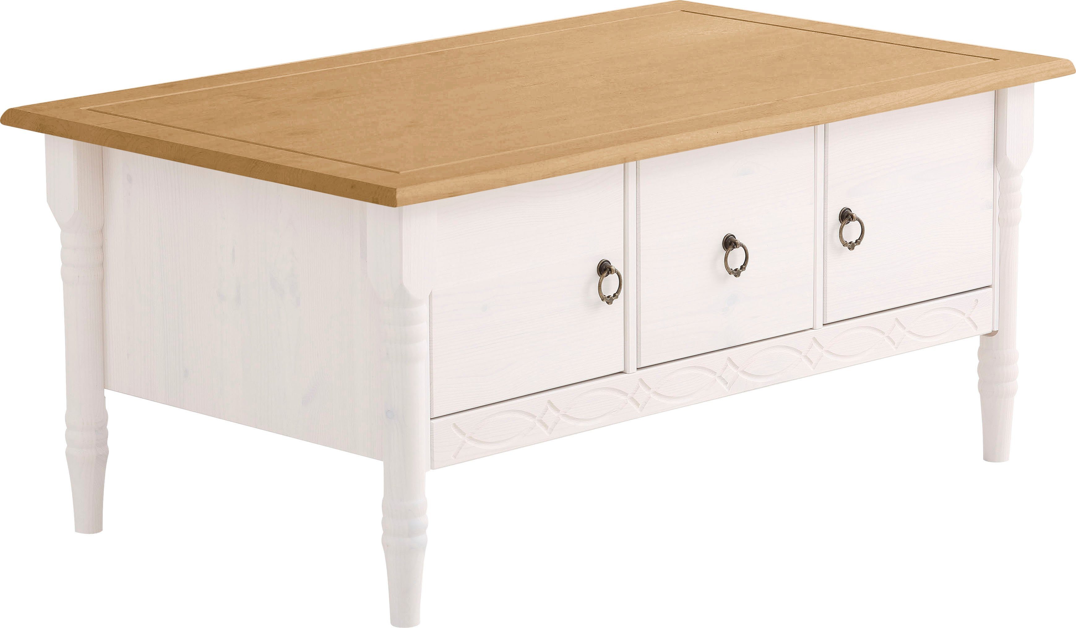 Home affaire Salontafel Indra van massief dennenhout, fsc®, met opbergruimte, discreet ornament
