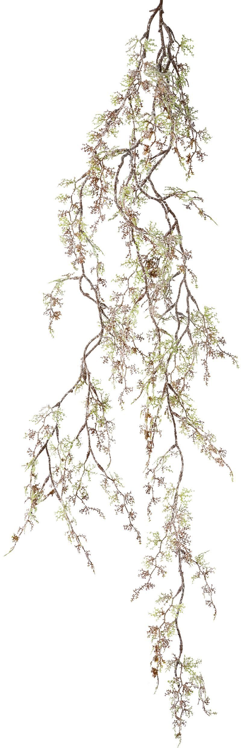 Creativ green Winterse kunstplant Kerst versiering Mini-bladhangtak gefrost, lengte 123 cm, 2-delige set (2 stuks)
