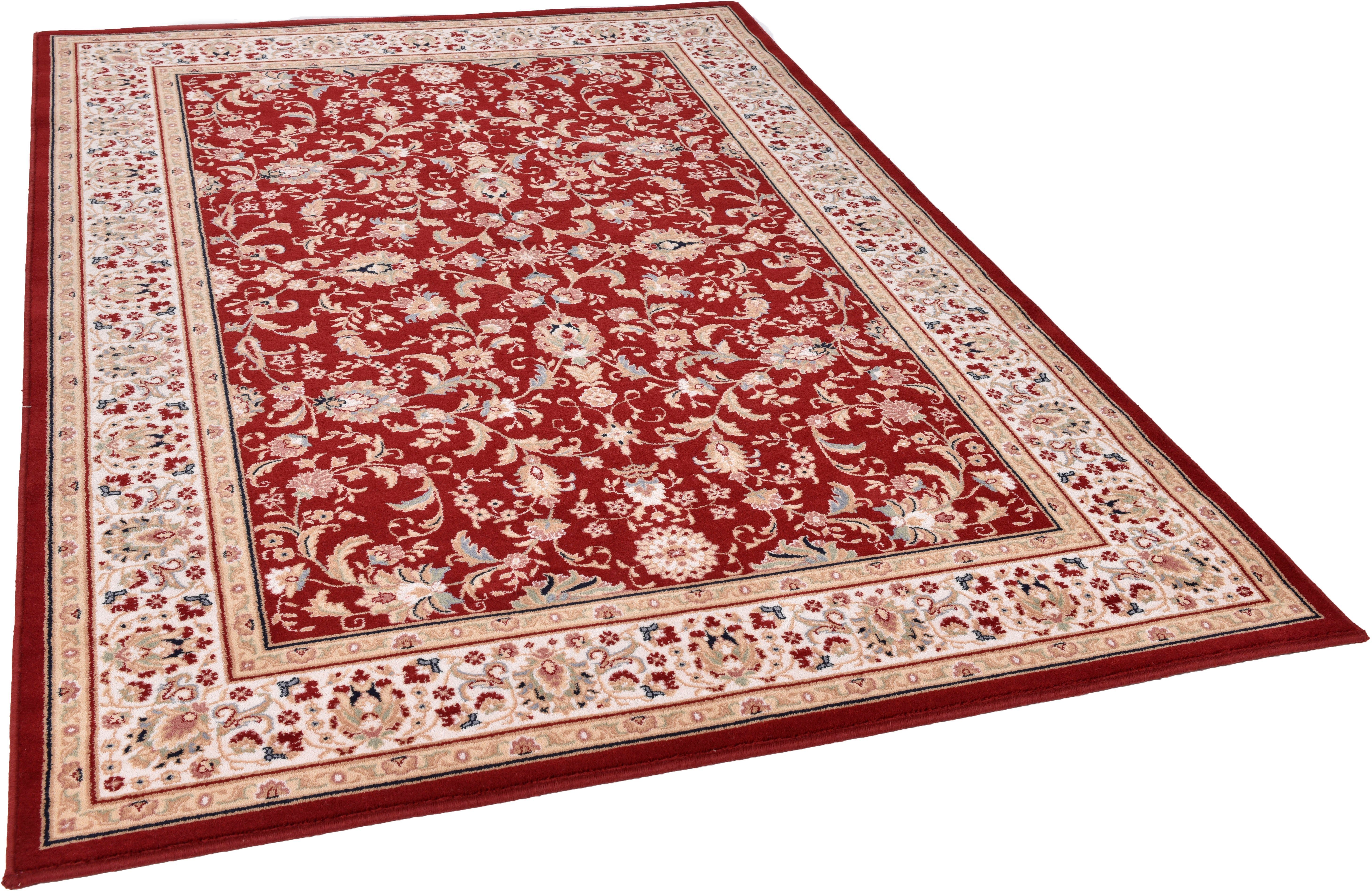 THEKO Wollen kleed Dolna - 808 Korte pool, zuivere wol, oriënt-look wollen vloerkleden maat Ø 133 cm x 133 cm x 133 cm x 10 mm rood