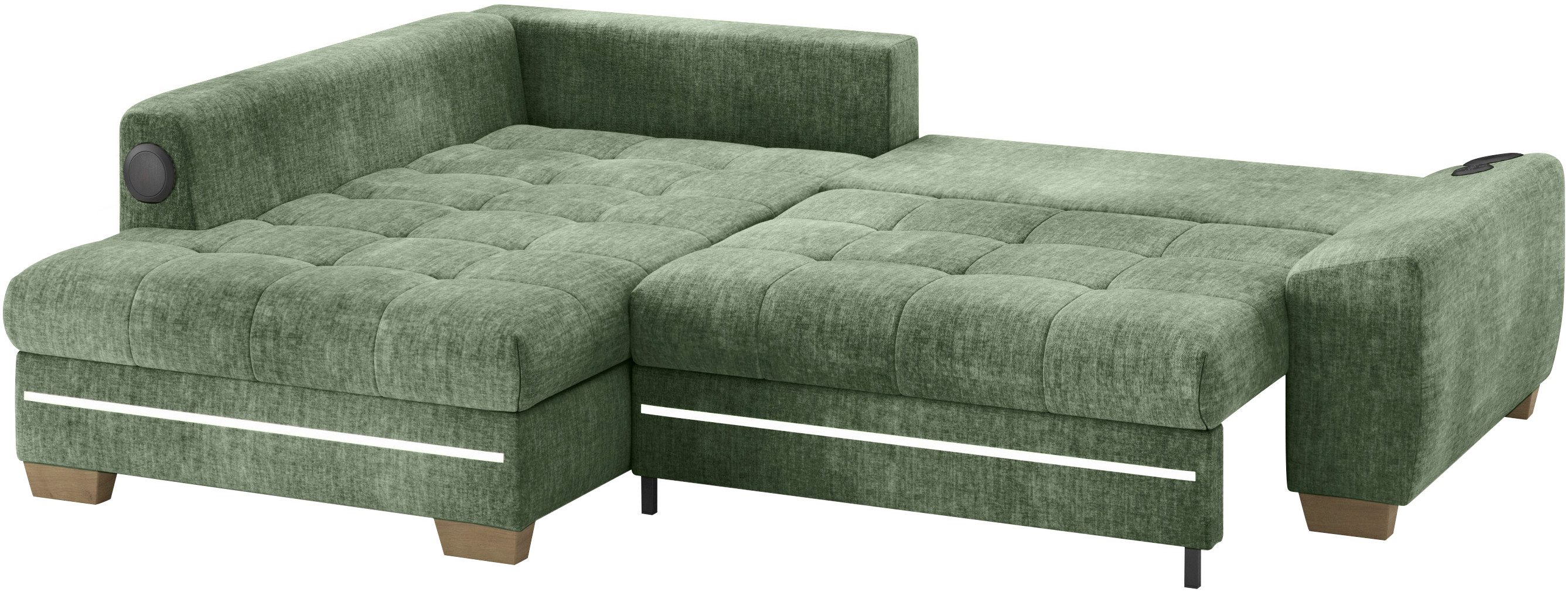 Mr. Couch Hoekbank Nikita II, L-vorm RGB-LED, Bluetooth-geluidssysteem, optioneel met bed, bedlade