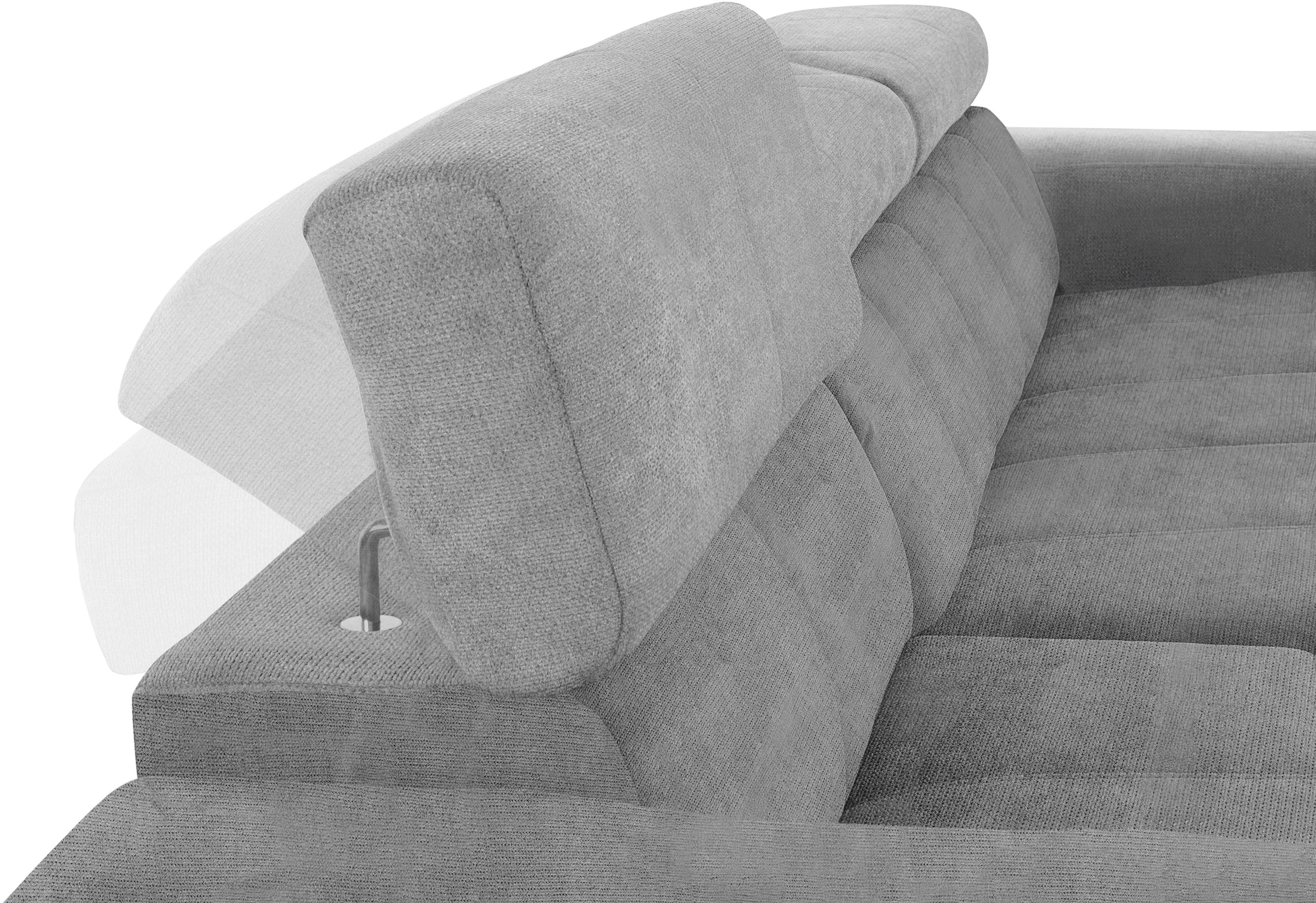 DOMO collection Hoekbank Brandon B/D/H: 289/177/80 cm, keuze met zitdiepteverstelling, L-vorm