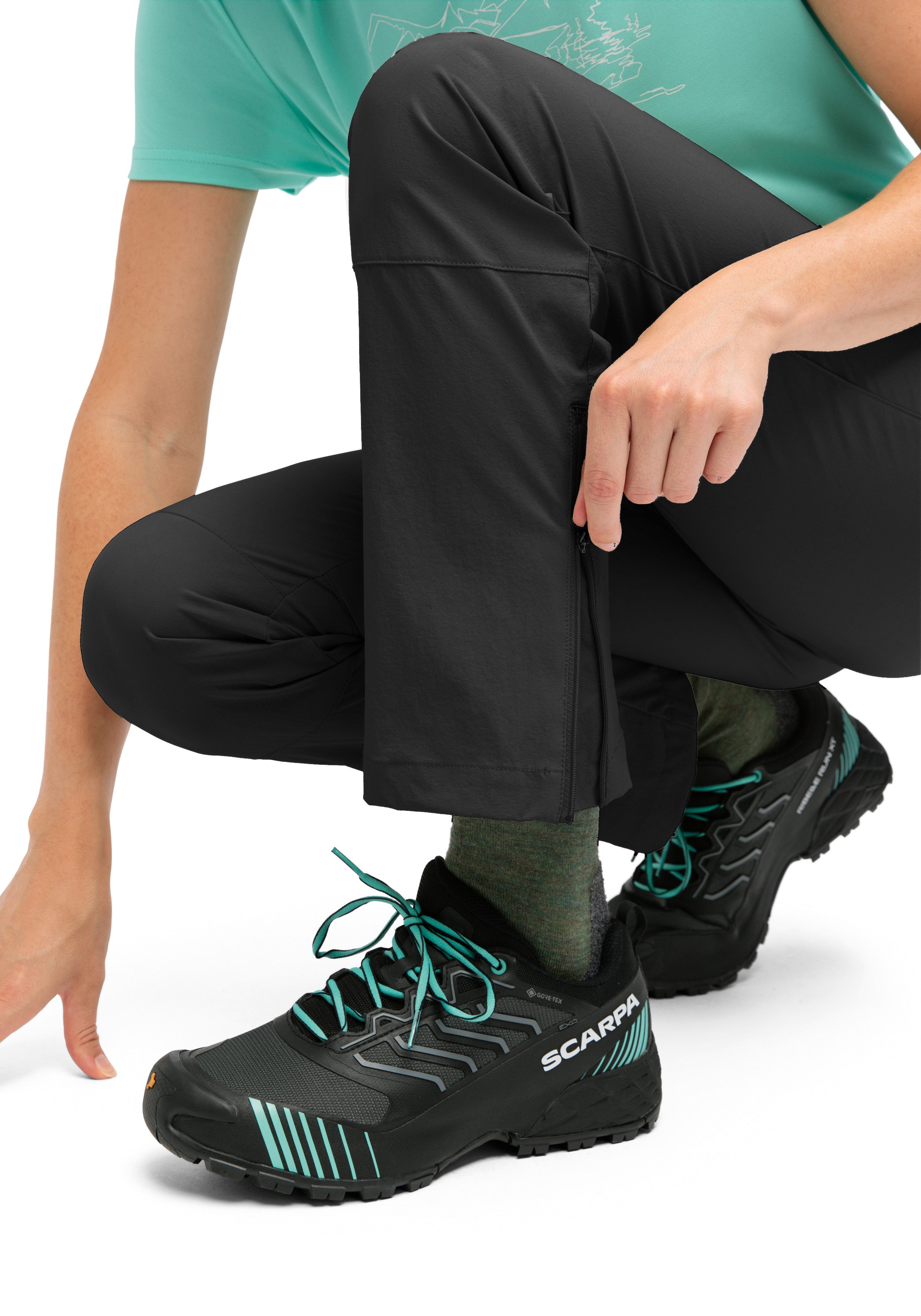 Maier Sports Outdoorbroek Inara slim Vario Dames wandelbroek, functionele broek met variabele tailleband en 4 zakken, slim fit