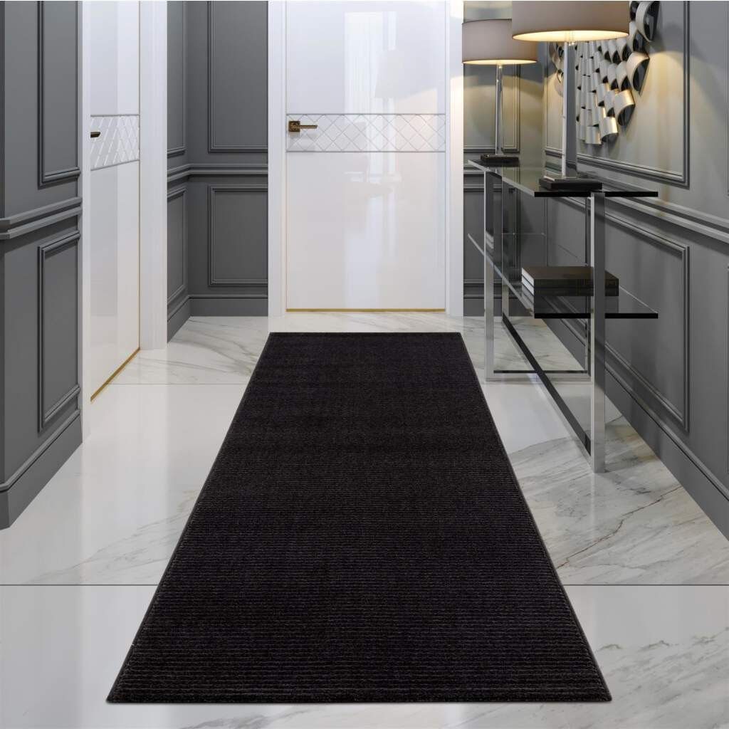 Carpet City Vloerkleed Frisé-tapijt FANCY900 moderne vloerkleden maat 80 cm x 150 cm x 12 mm zwart