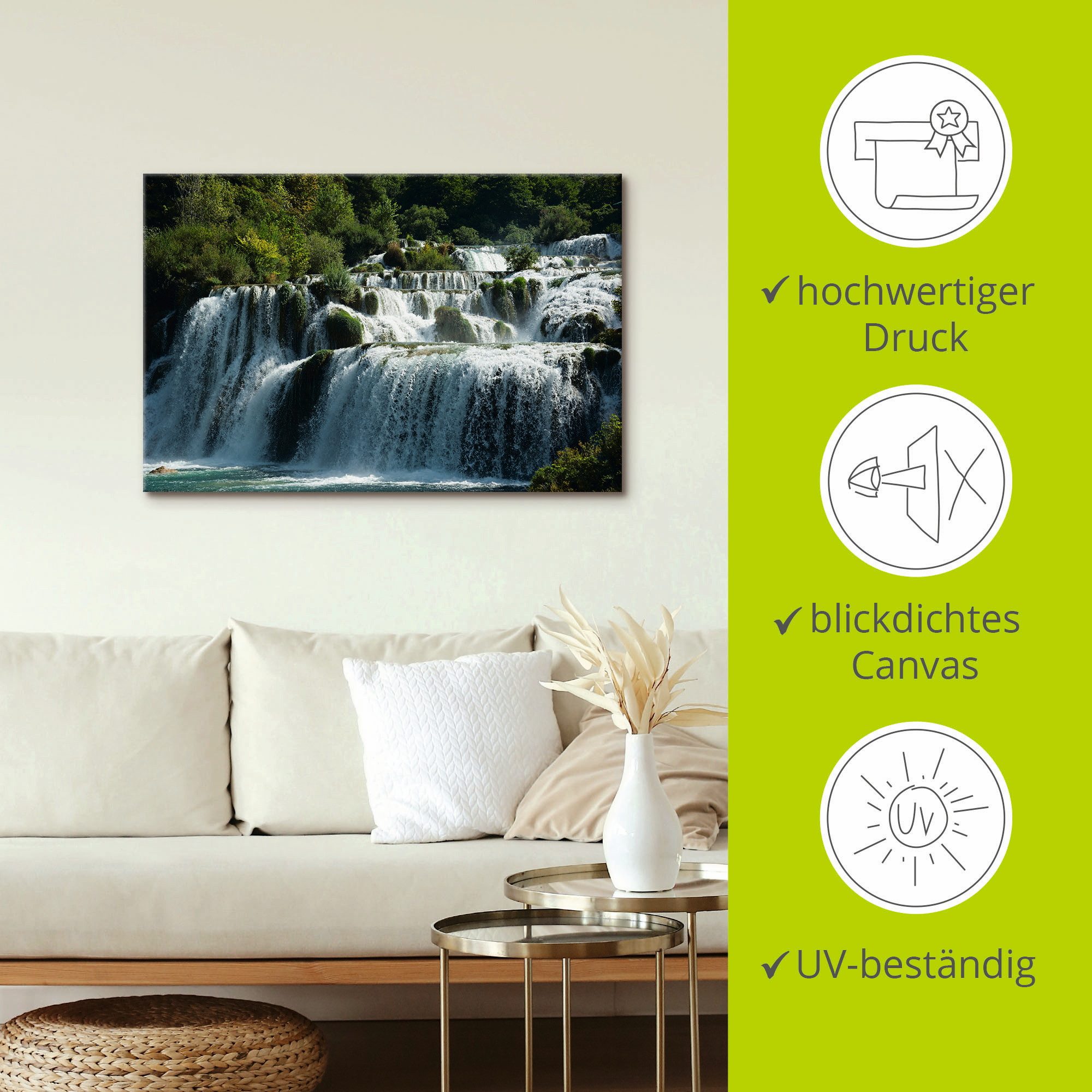 Artland Artprint Krka watervallen als artprint op linnen, poster in verschillende formaten maten
