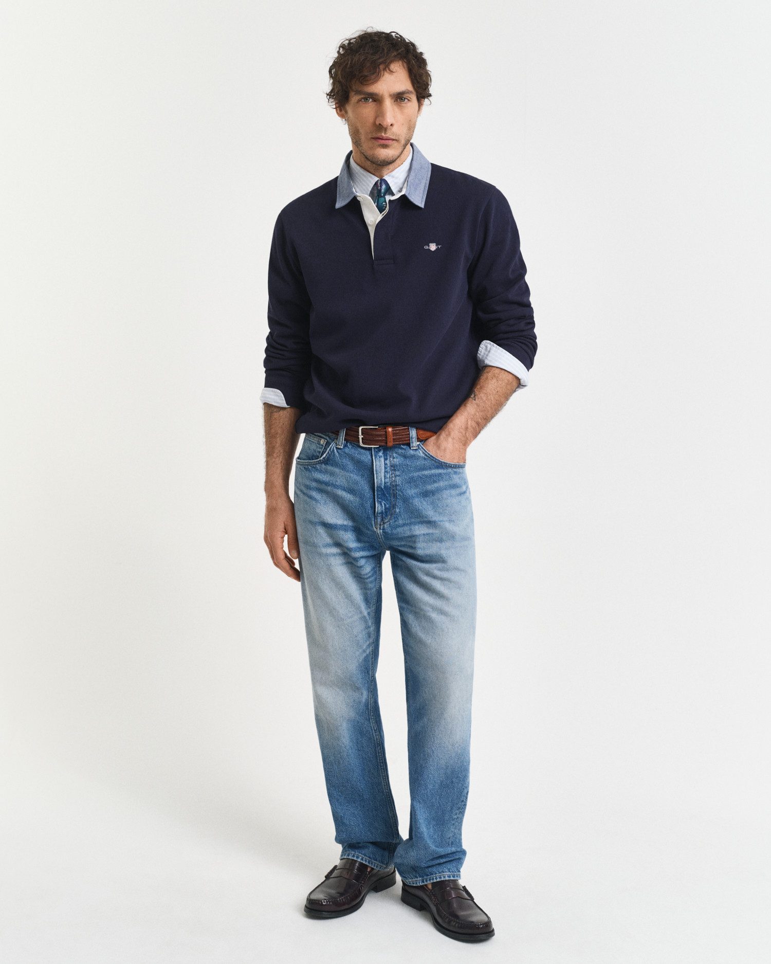 Gant Poloshirt met lange mouwen REG CHAMBRAY HEAVY RUGGER