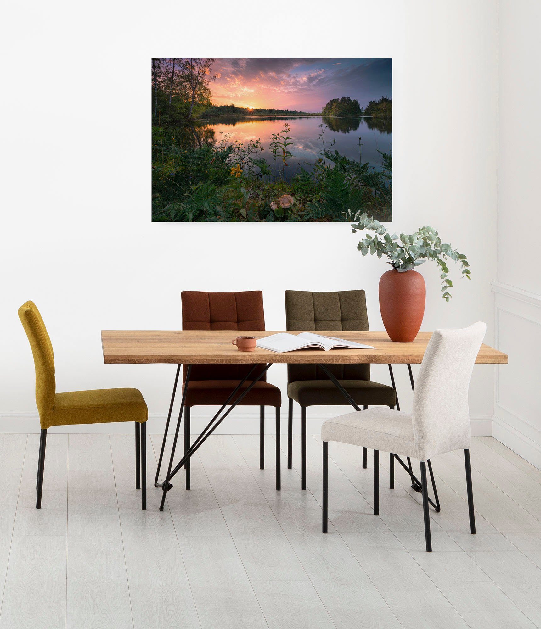 Komar Artprint op linnen Keilrahmenbild Abends in Schweden Größe 90 x 60 cm Duits kwaliteitsvliesmat