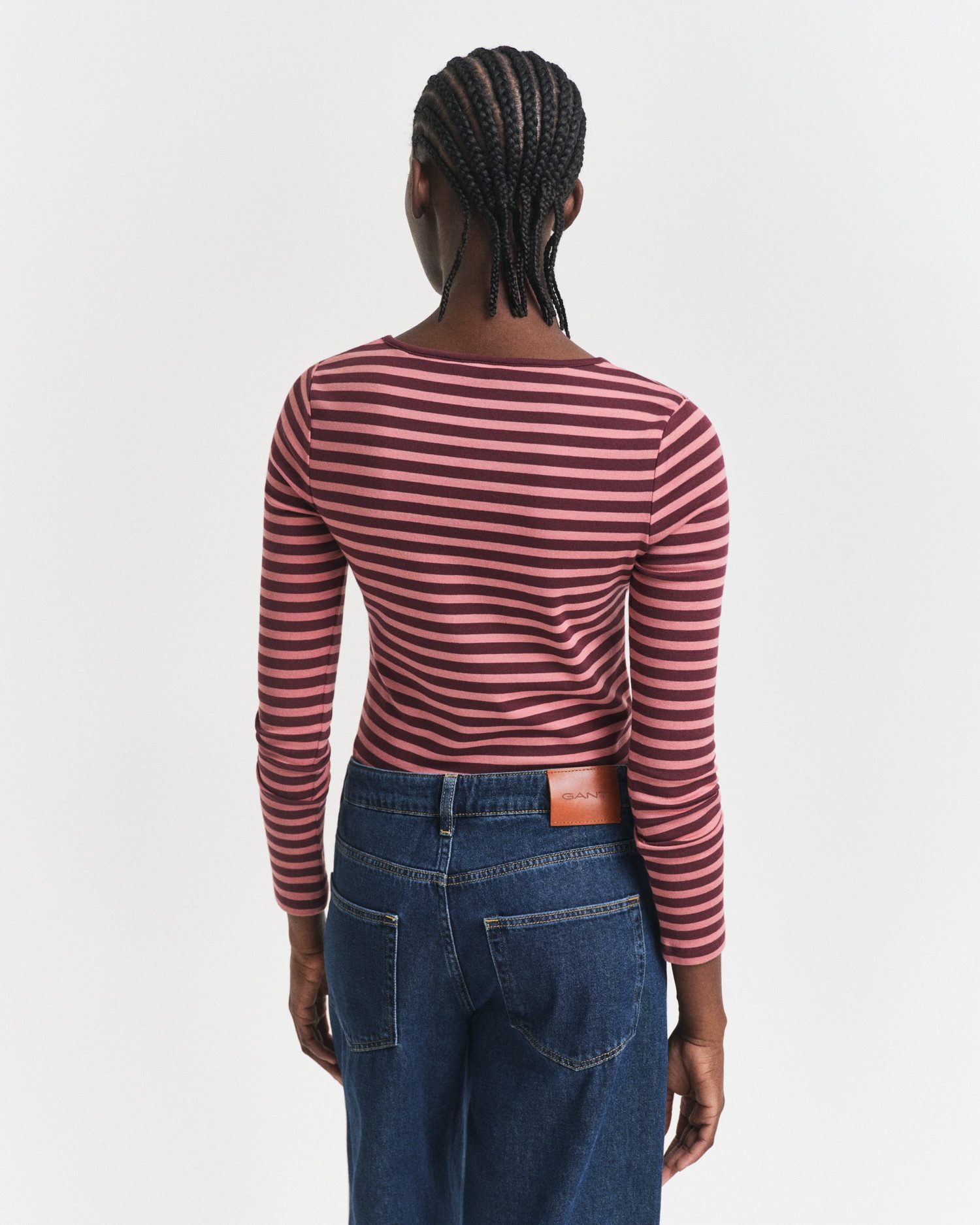 Gant Shirt met lange mouwen SLIM STRIPED 1X1 RIBBED LS T-SHIRT