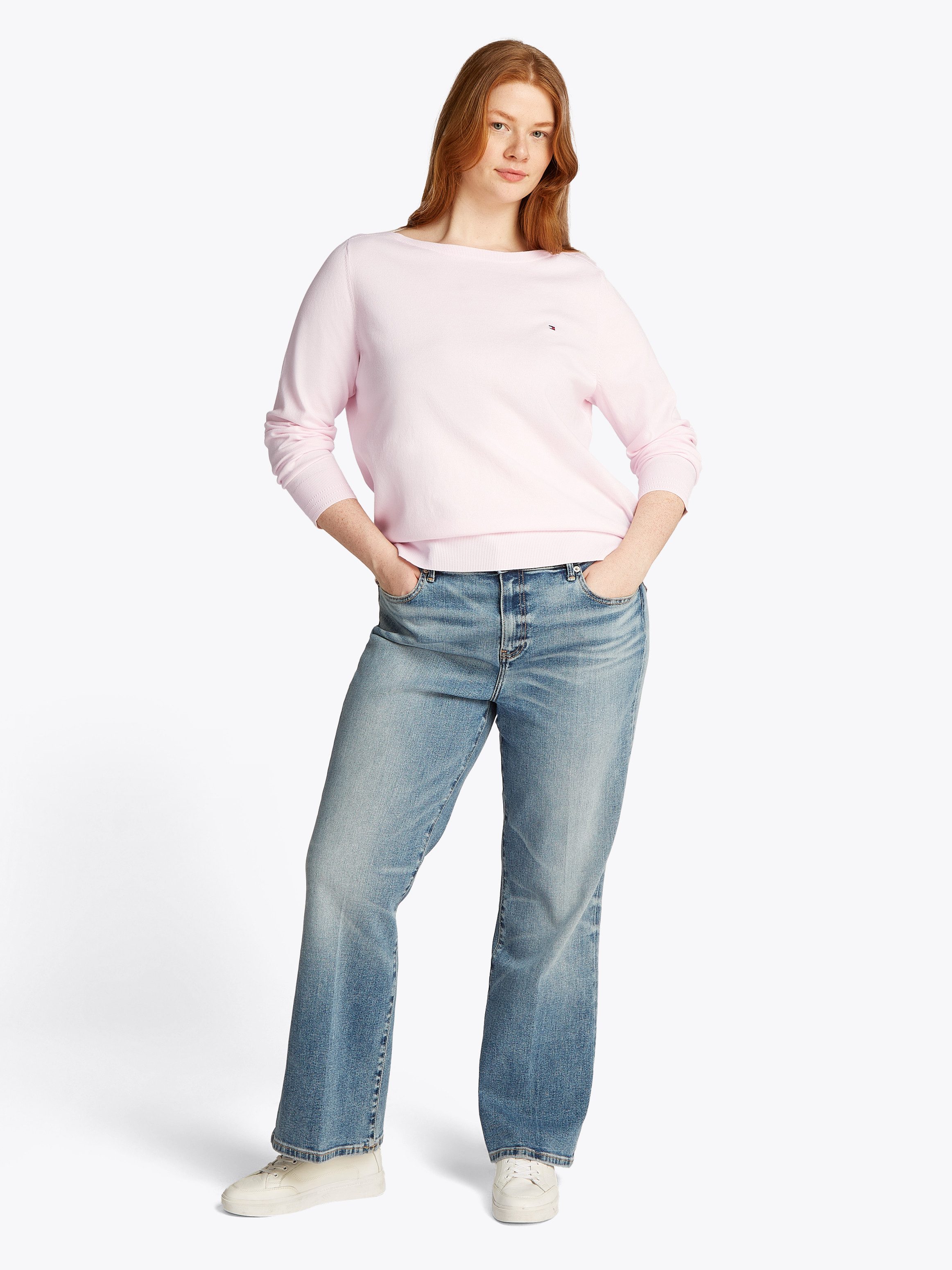 Tommy Hilfiger Curve Gebreide trui CRV CO JERSEY STITCH LS B-NK SWT