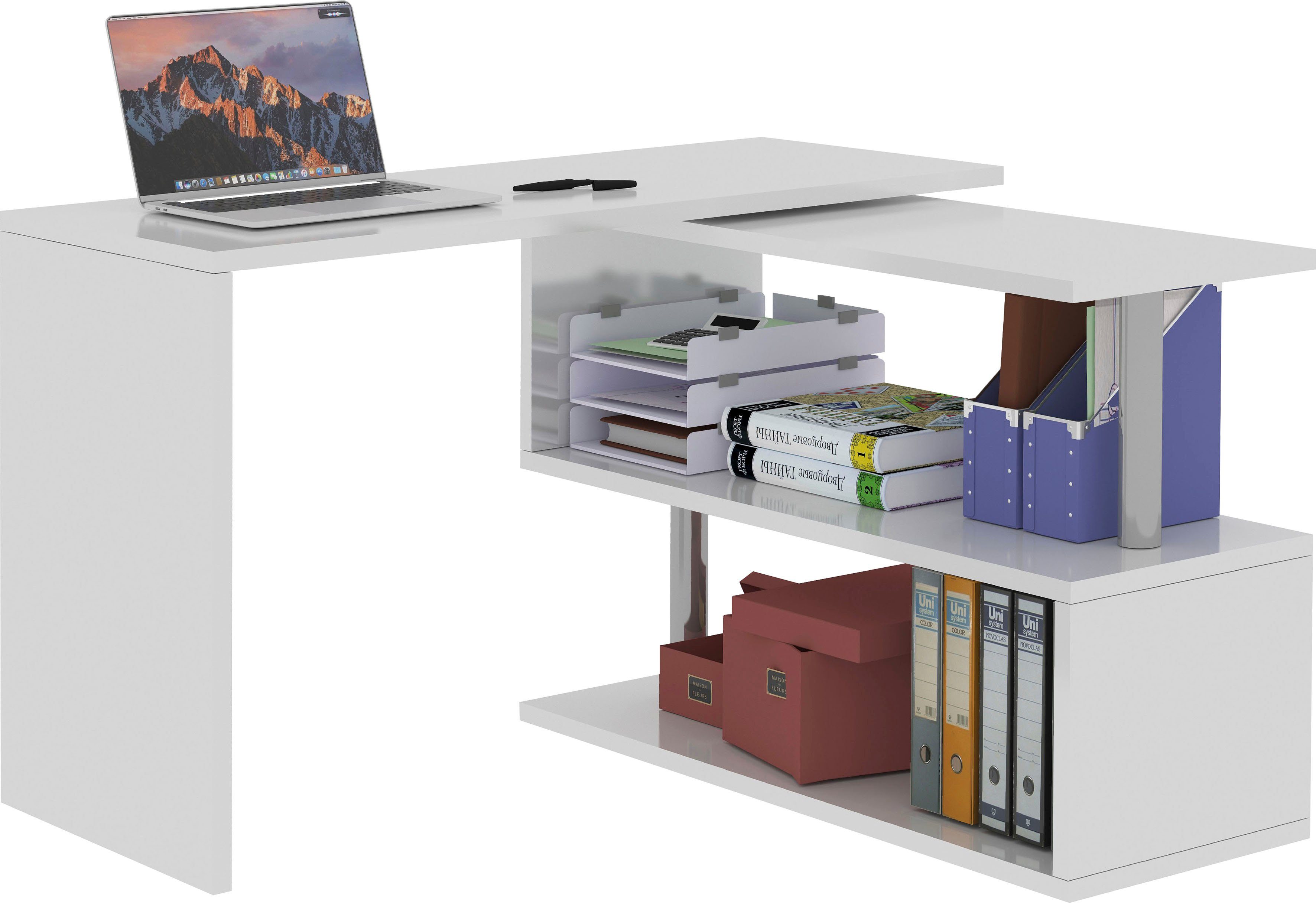 INOSIGN Bureau Volta, Made in Italy multifunctioneel - als computertafel, hoekbureau of sideboard
