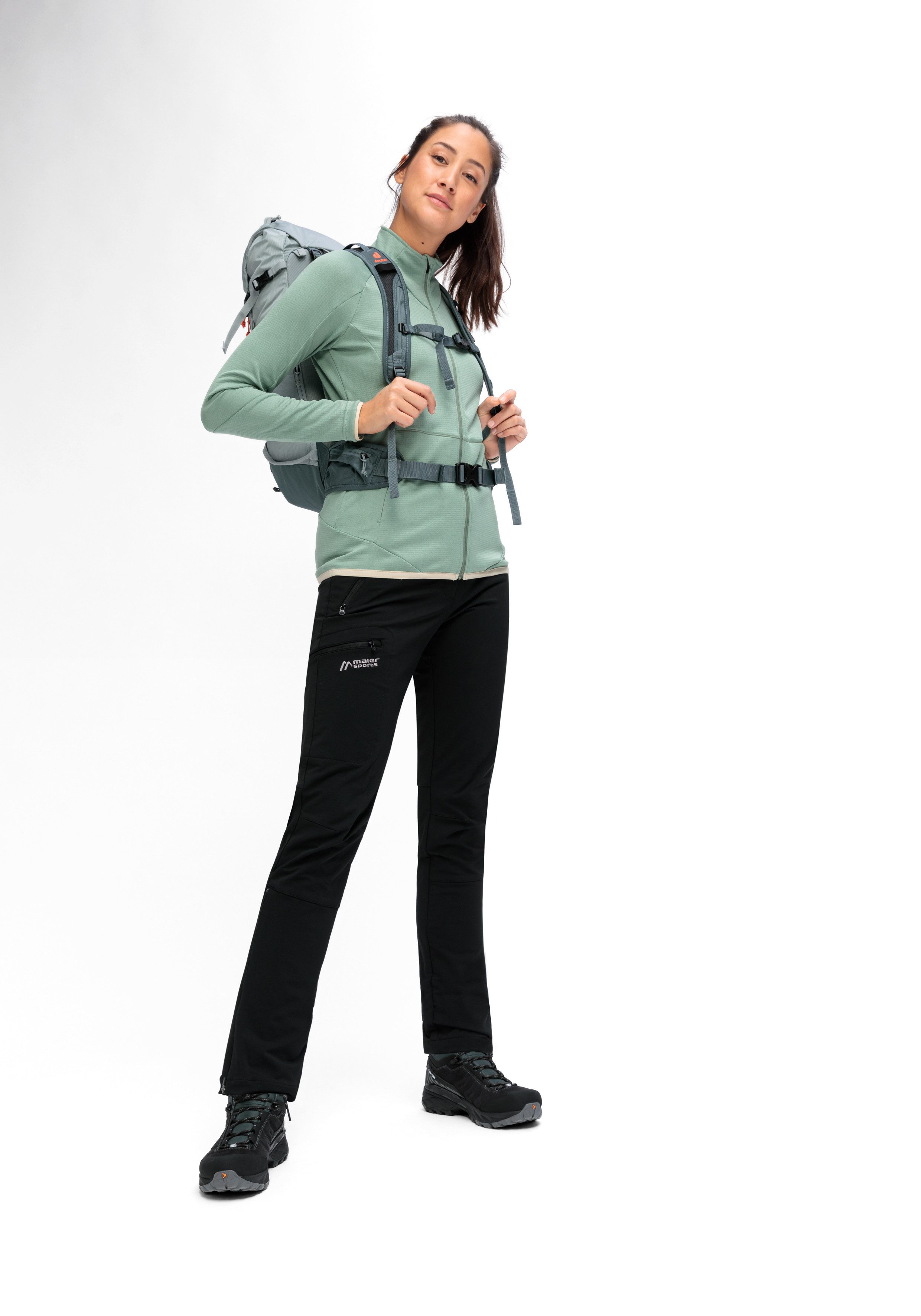 Maier Sports Fleecejack Sinaia W Dames midlayer, ademend snel drogend, full-zip, regular fit