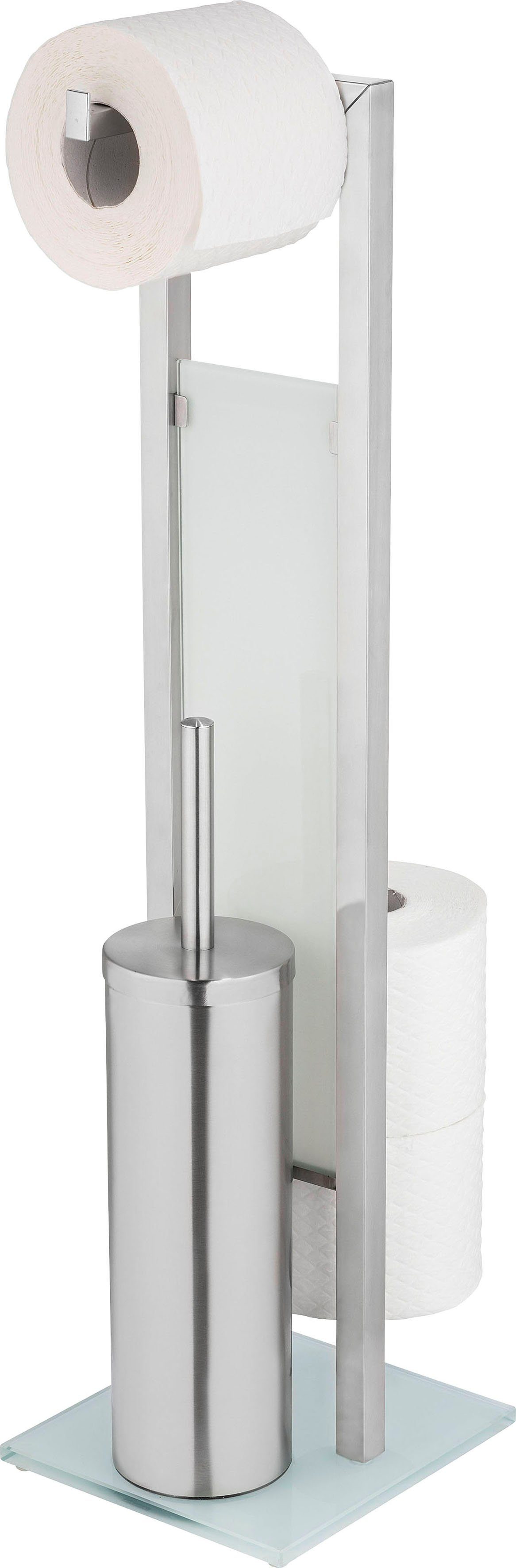 WENKO Toiletset Rivalta edelstaal, met toiletpapier- en voorraadrollenhouder