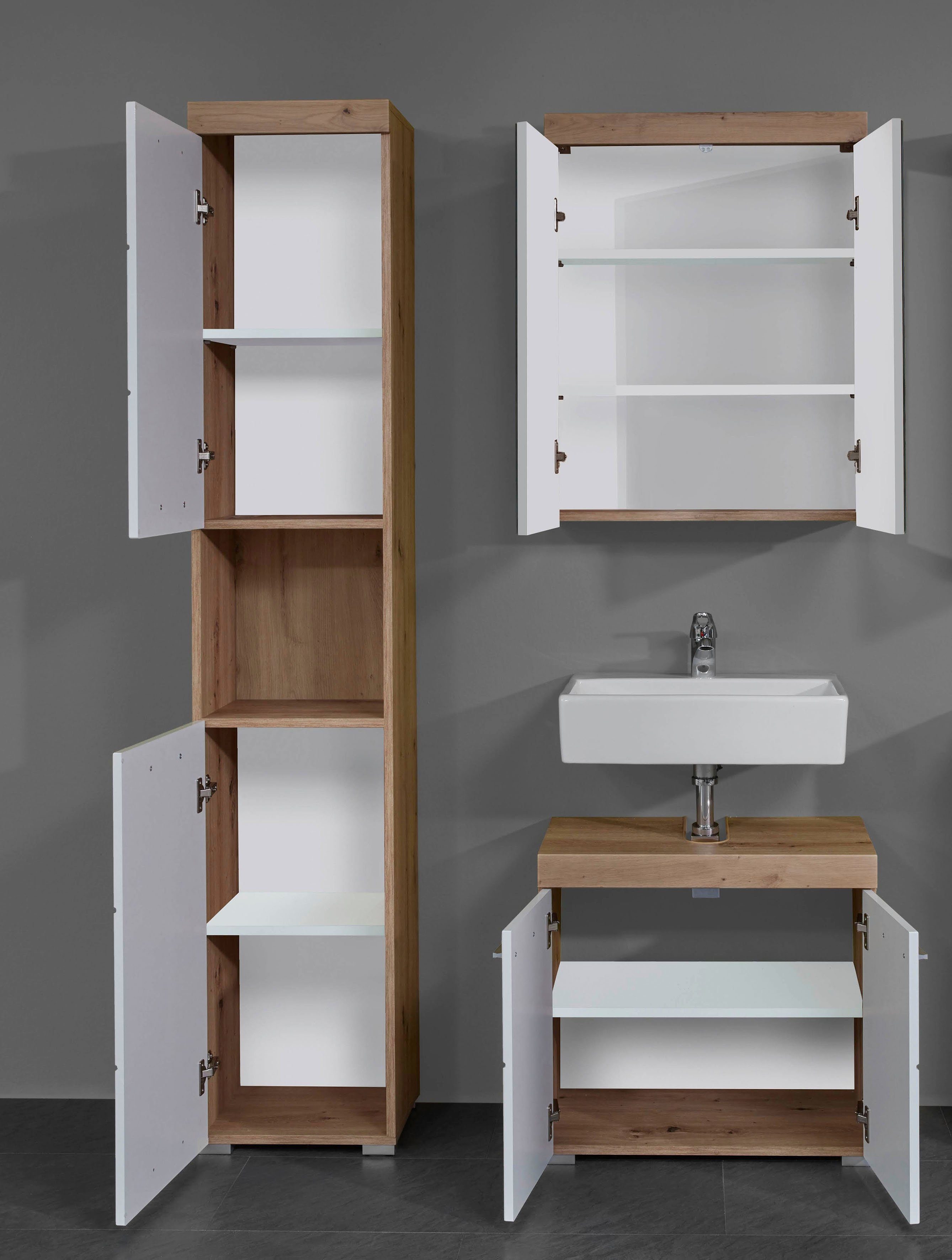 INOSIGN Badkamerserie Avena Badkamermeubels - hoge kast, wastafelonderkast en spiegelkast (set, 3-delig)