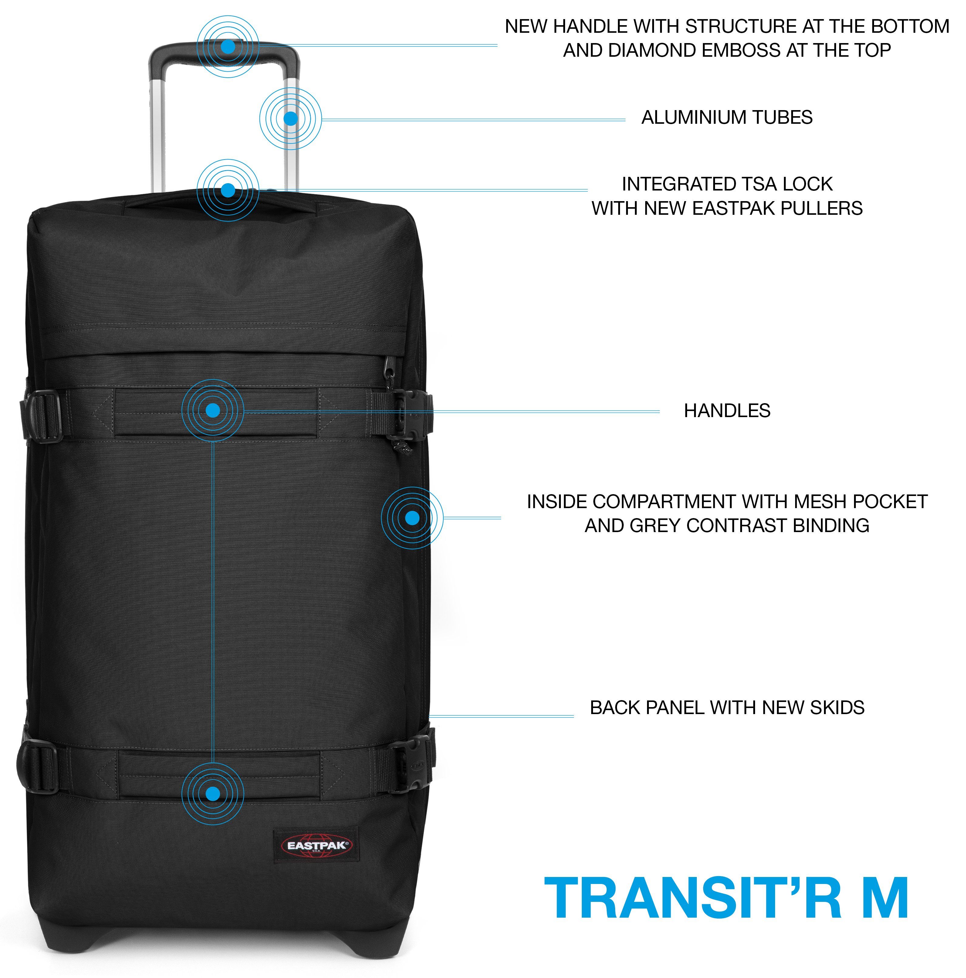 Eastpak Zachte bagage trolley TRANSIT'R M Reisbagage incheckbagage reiskoffer met TSA-slot reistas