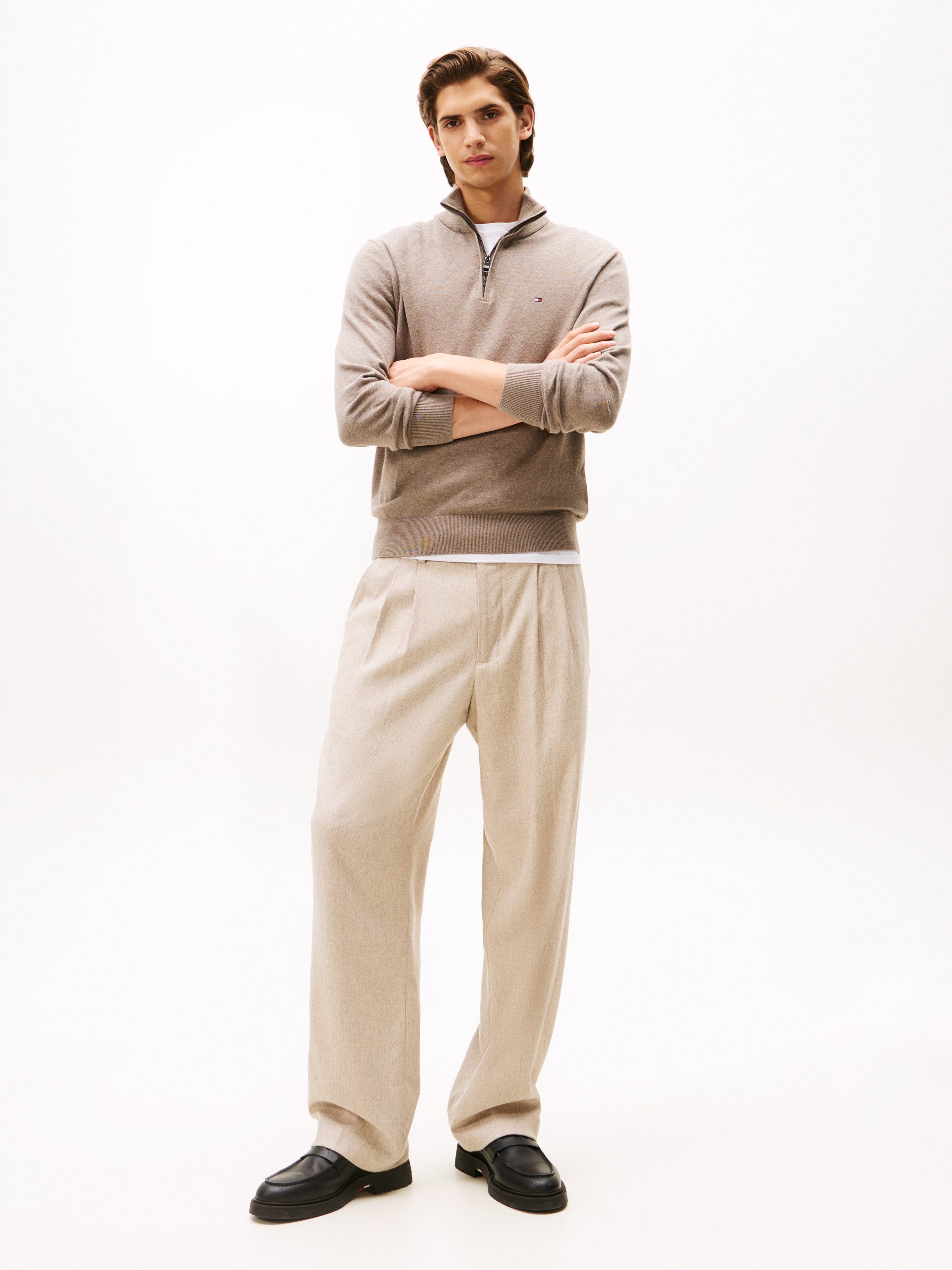 Tommy Hilfiger Schipperstrui PIMA ORG CTN CASHMERE ZIP MOCK
