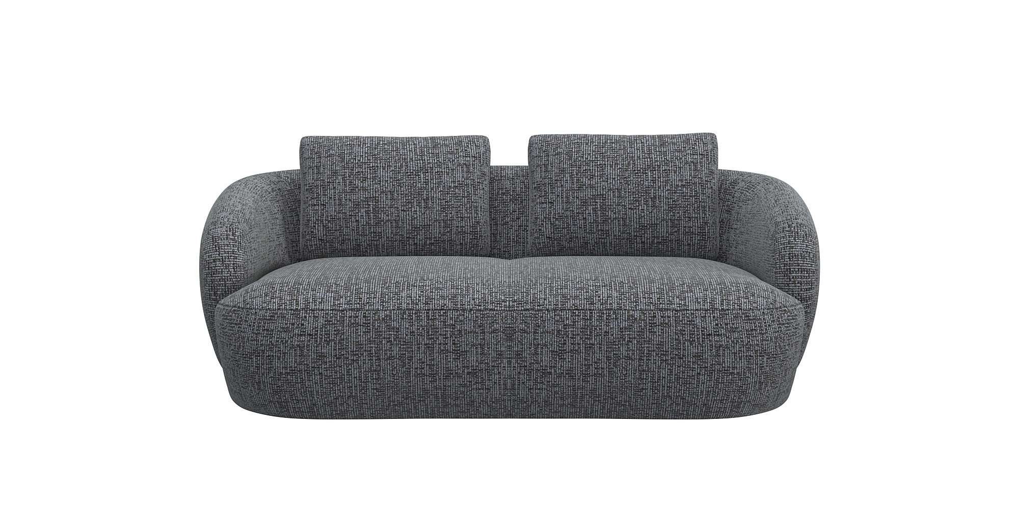 FLEXLUX 2,5-zits Torino, rond, bank, loveseat Modern, organisch bankontwerp, koudschuim, golfvering grijs, 2-zitsbanken, 186 cm