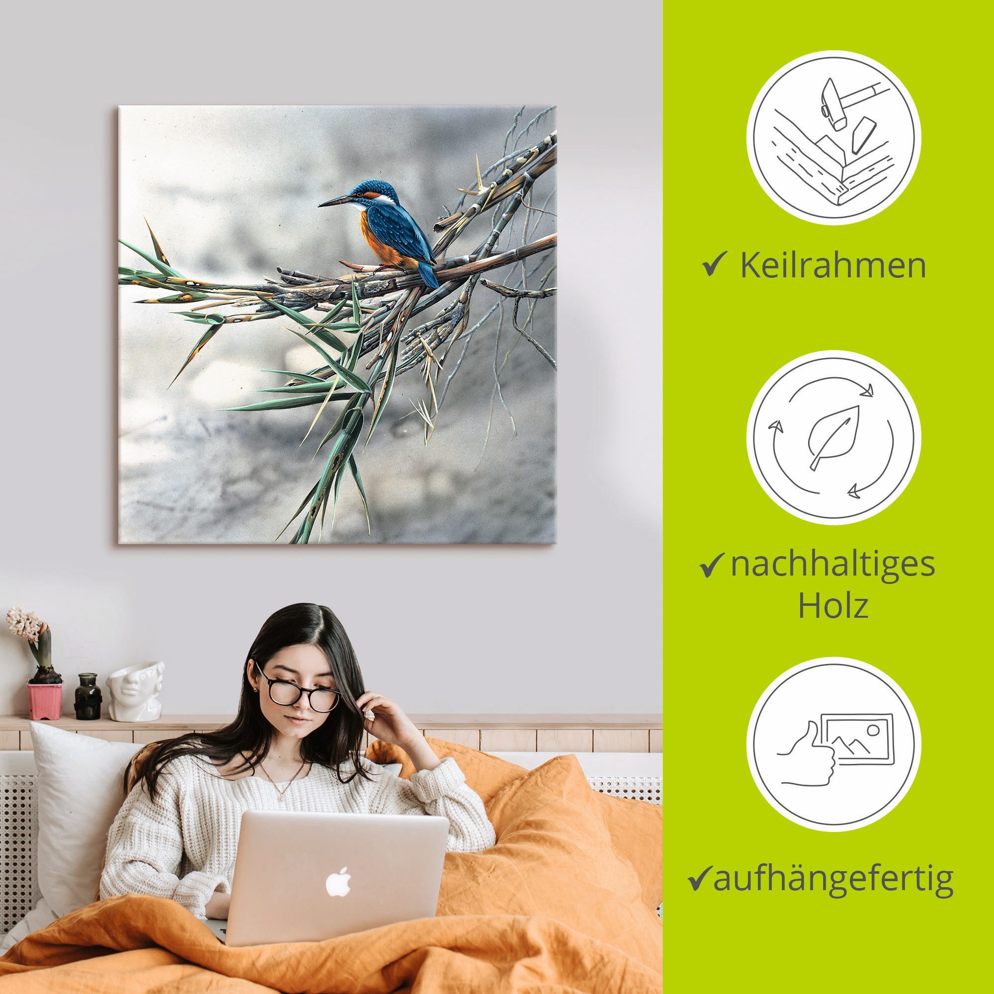 Artland Artprint Ijsvogel I als artprint op linnen, poster, muursticker in verschillende maten