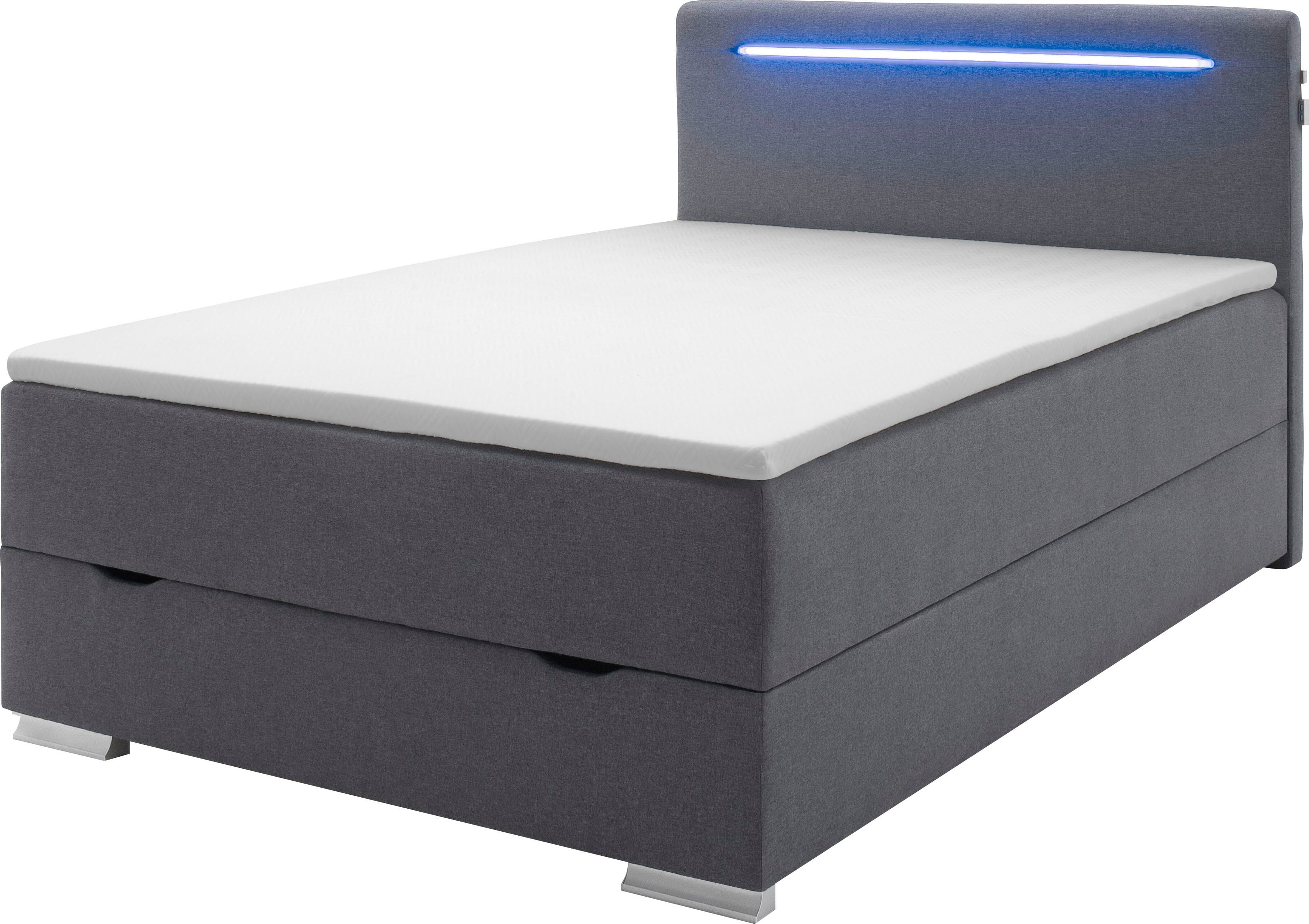 meise.möbel Boxspring Las Vegas Voeten en hoofdbord met ledverlichting, met bedkist en topmatras