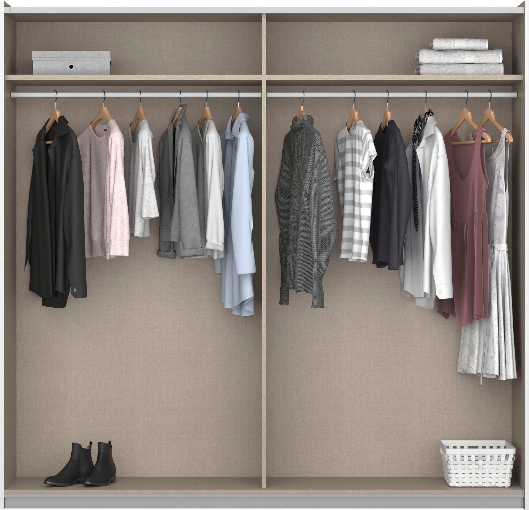 rauch Zweefdeurkast Kledingkast draaideurkast kast garderobe KRONACH TOPSELLER met spiegel en veel opbergruimte, metalen greepstrips, made in germany