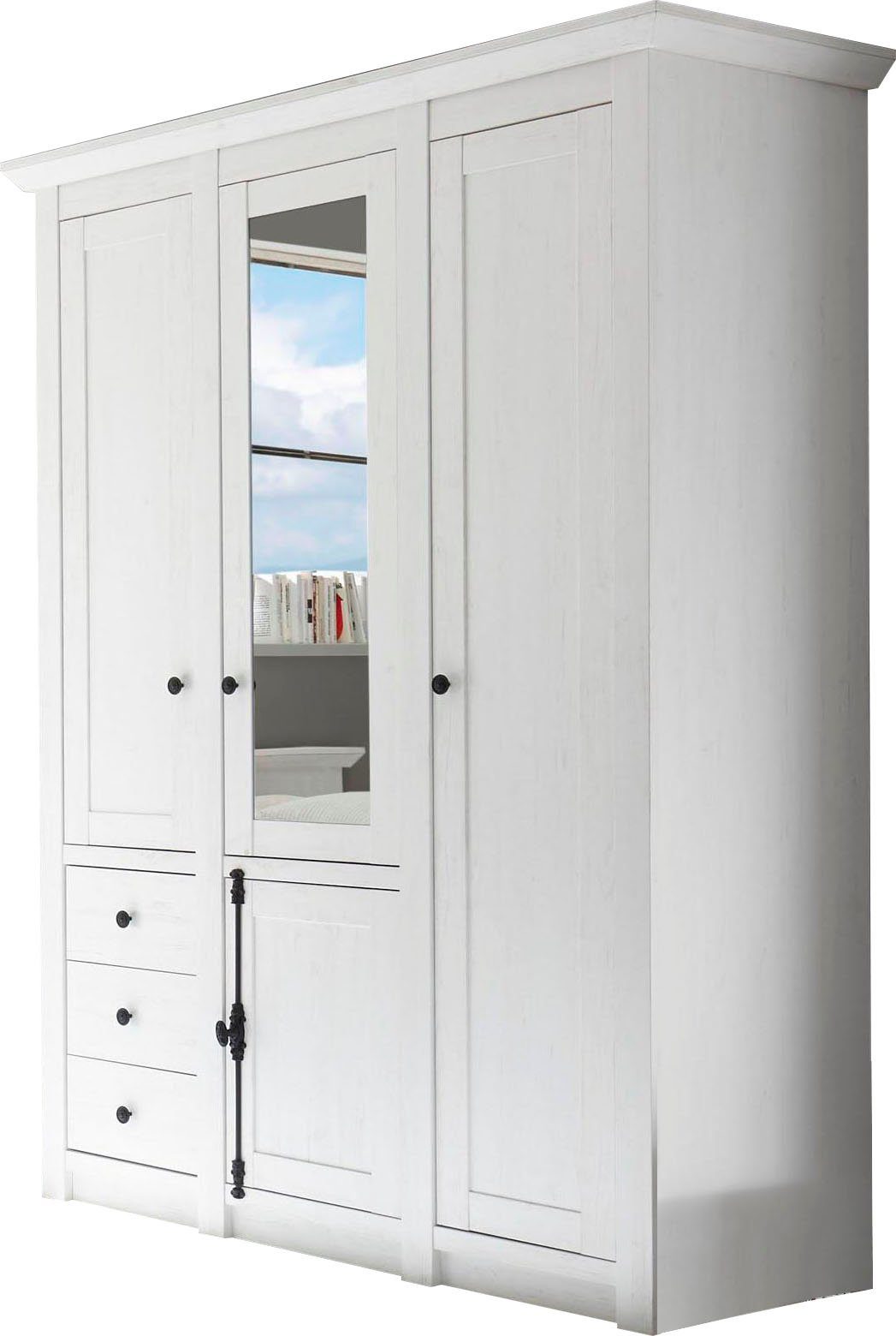 Home affaire Kledingkast California landhuis linnenkast met spiegel, 147 of 236 cm breed